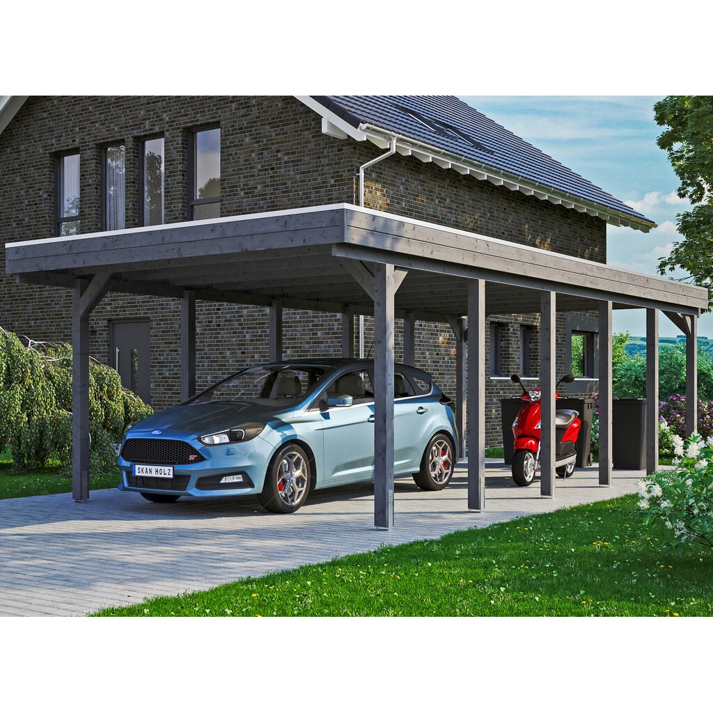 Skanholz Einzelcarport »Friesland«, Fichtenholz, 355 cm, dunkelgrau