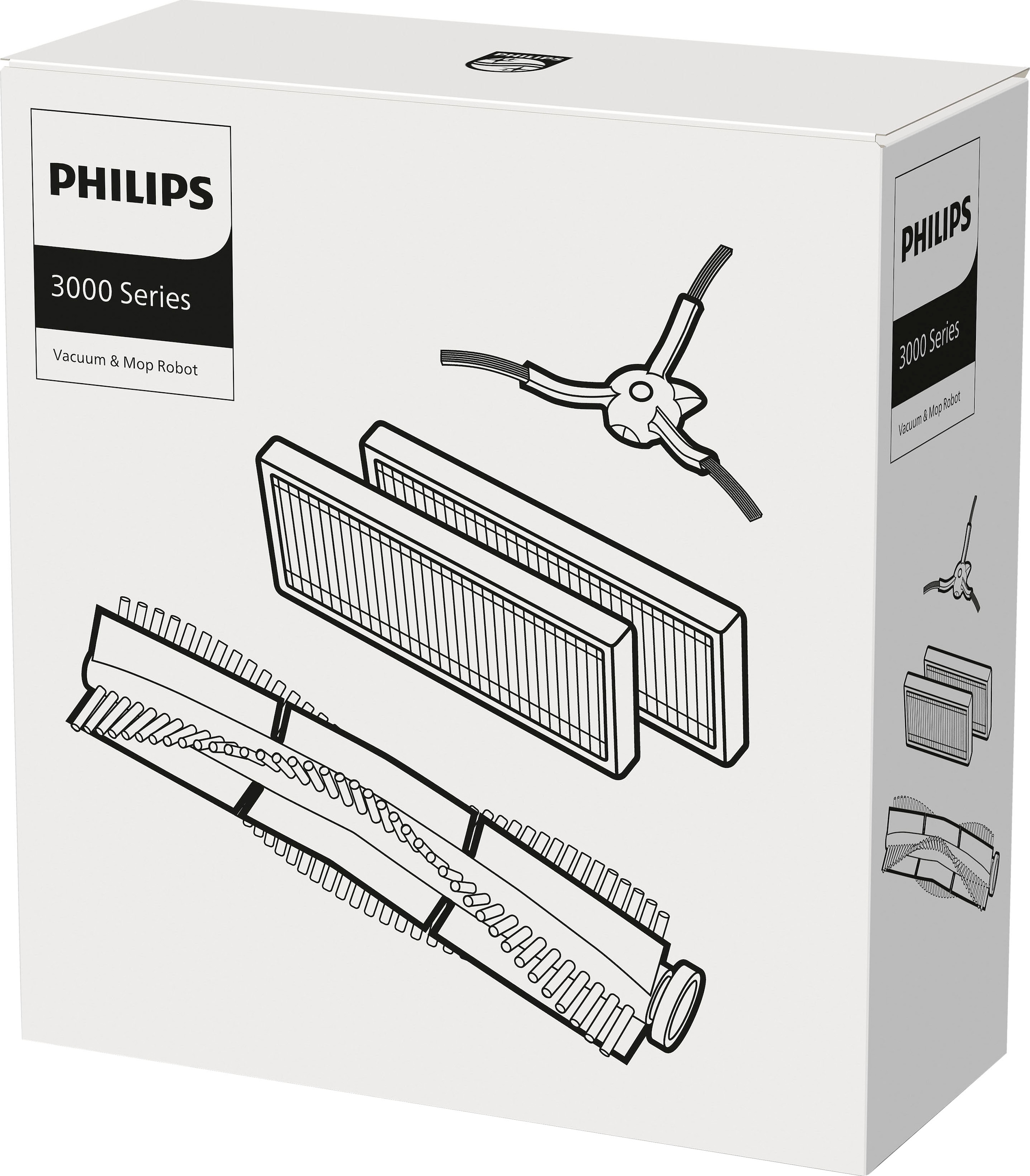 Philips Bodenwischer-Set »XV1433/00«, (Packung, 4 St.), für Saugroboter XU3000/02, XU3110/02 mit 2x Filter, 1x Seitenbürsten