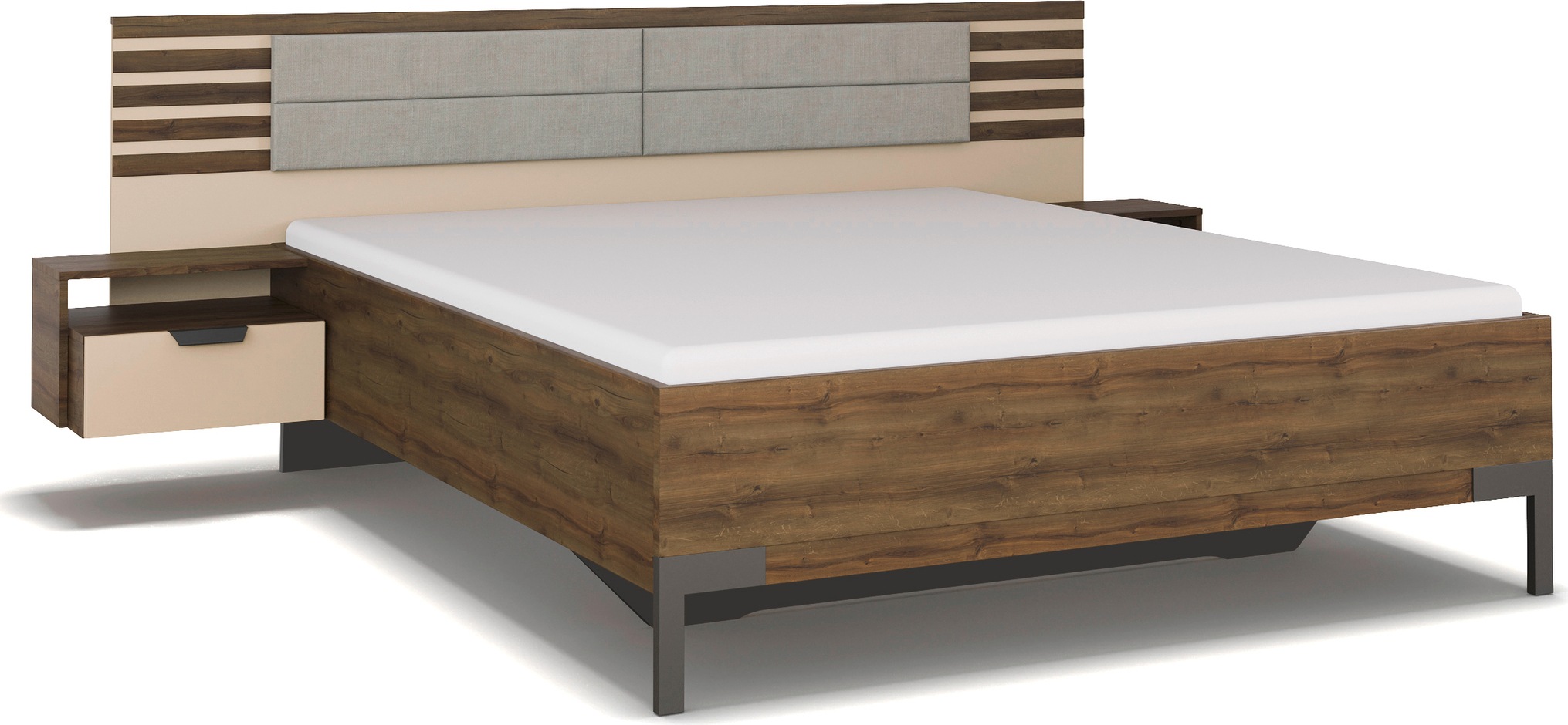 rauch Bettanlage »Bett Doppelbett Futonbett BAREA«, mit Hängenachttischen und Kopfteil mit Polsterauflage