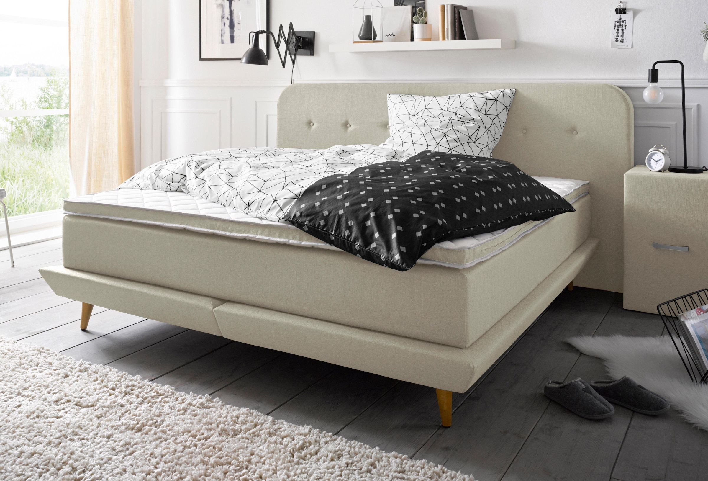 andas Boxspringbett "Premium", Steppung mit Knopfheftung, inkl. Topper günstig online kaufen