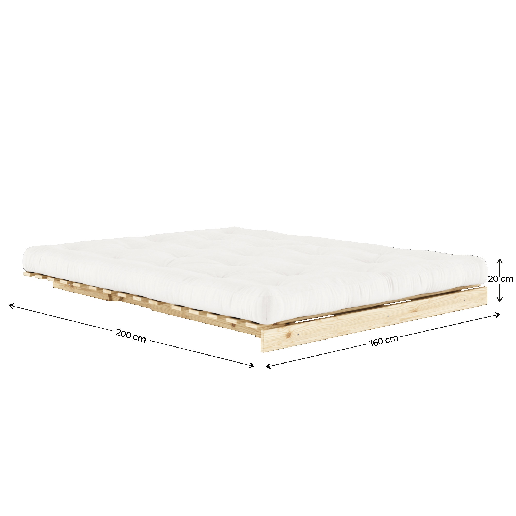 Karup Design Schlafsofa »Roots 160 Schlafsofa, Gästebett, Sofa mit Futonmatratze«, (2 St.), Inkl. Futonmatratze, Liegefläche 160x200 cm, FSC® zertifizierte Kiefer