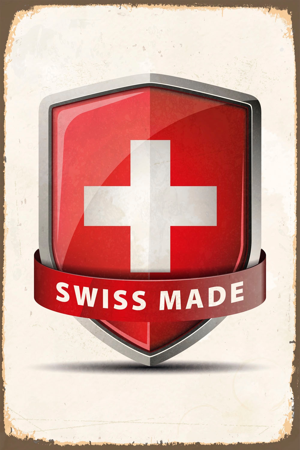 queence Metallbild »Swiss Made«, Schriftzüge-Schriftzug-Schweiz, (1 St.), Stahlschilder