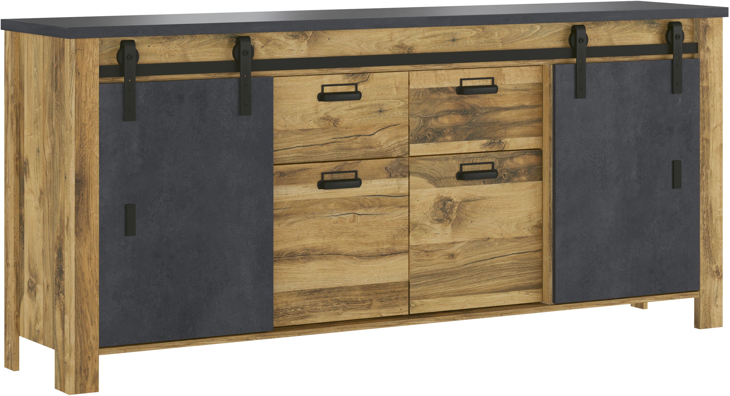 Home affaire Sideboard »York, moderner Schrank, Kommode in Hunton Oak Dekor günstig online kaufen
