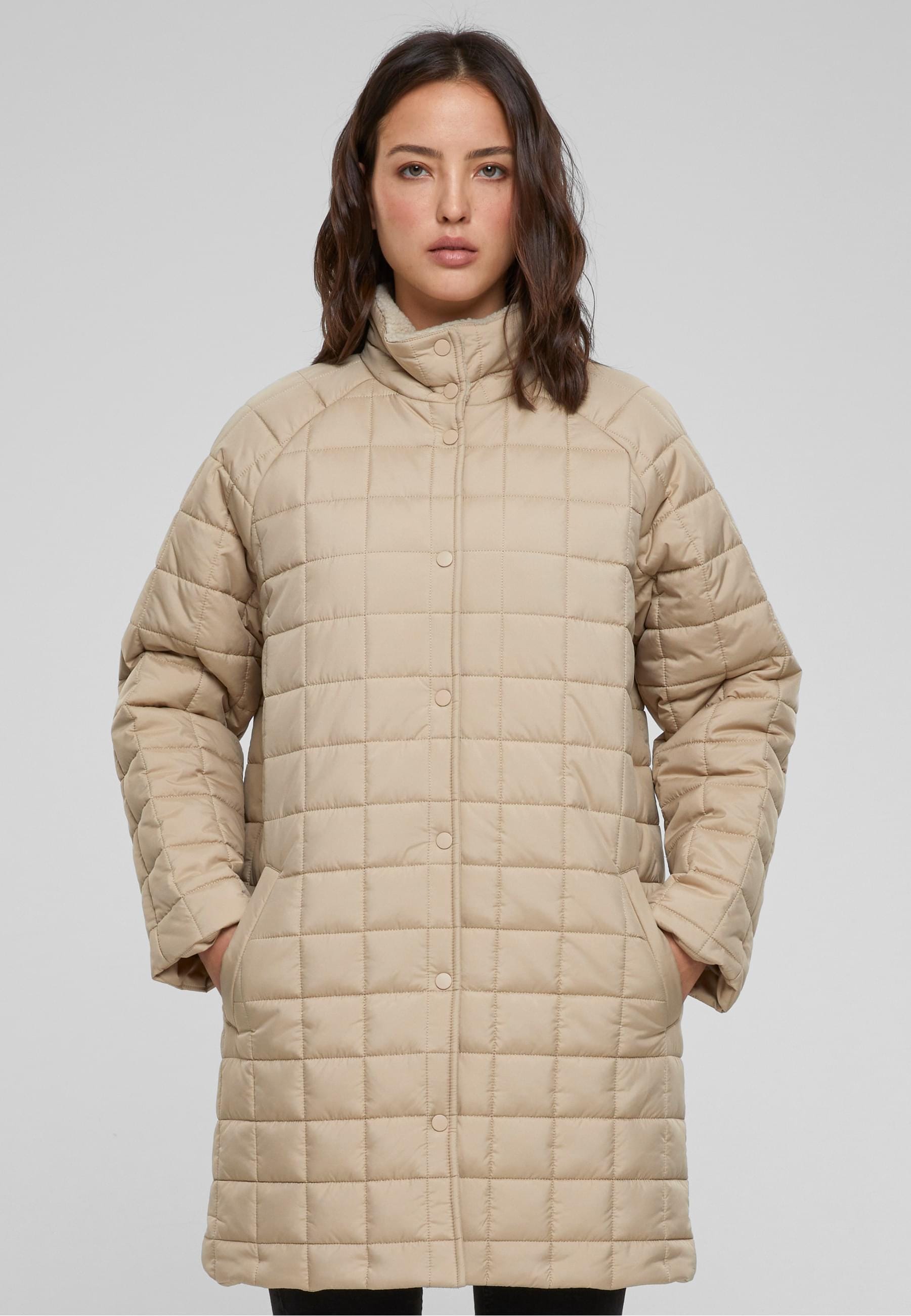 URBAN CLASSICS Winterjacke »Urban Classics Damen Ladies Quilted Coat« 1 Stk. tlg. ohne Kapuze