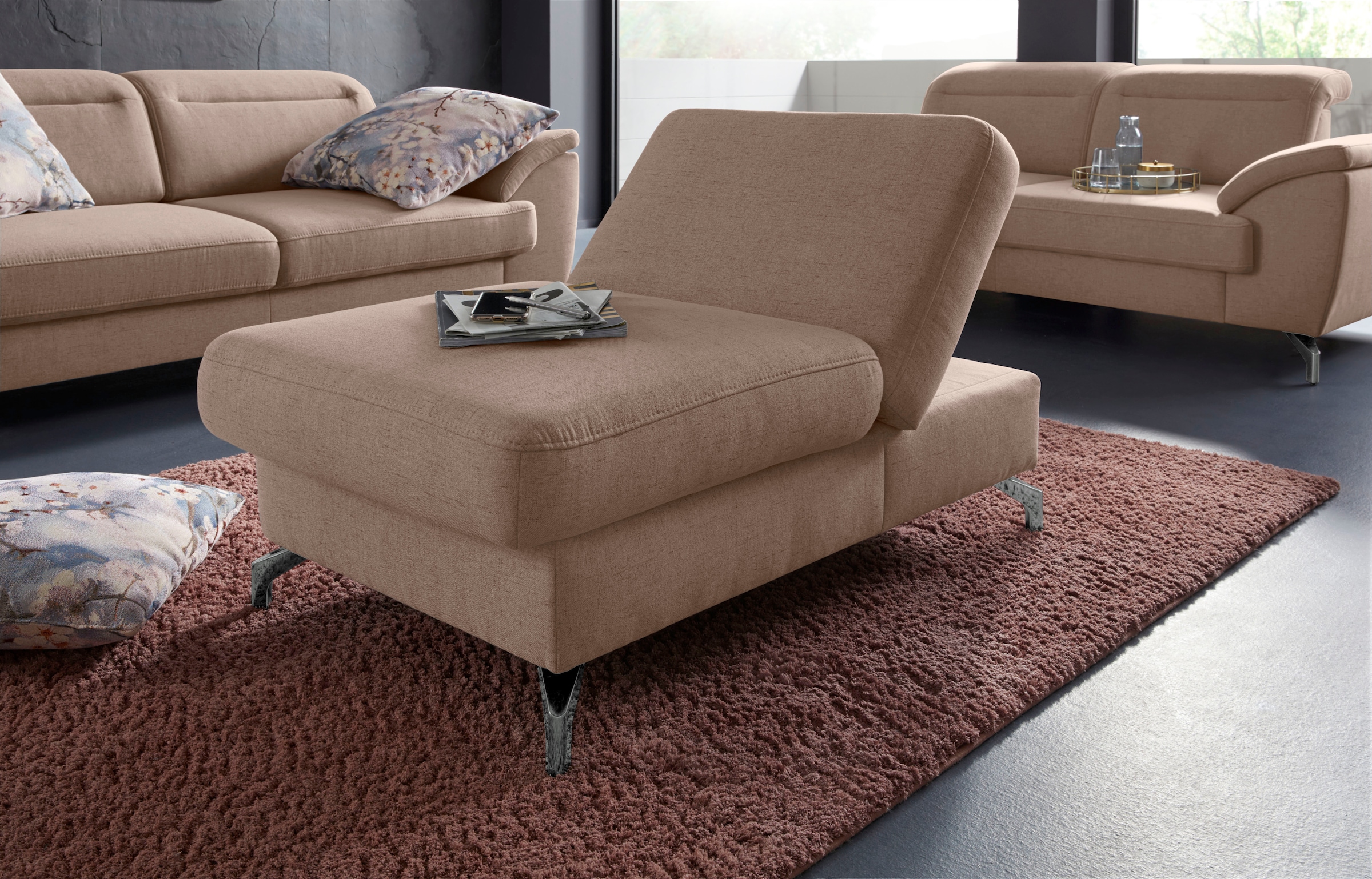 sit&more Hocker »Percy«, Fußhöhe 12 cm, mit Klappfunktion, wahlweise in 2 Fußfarben