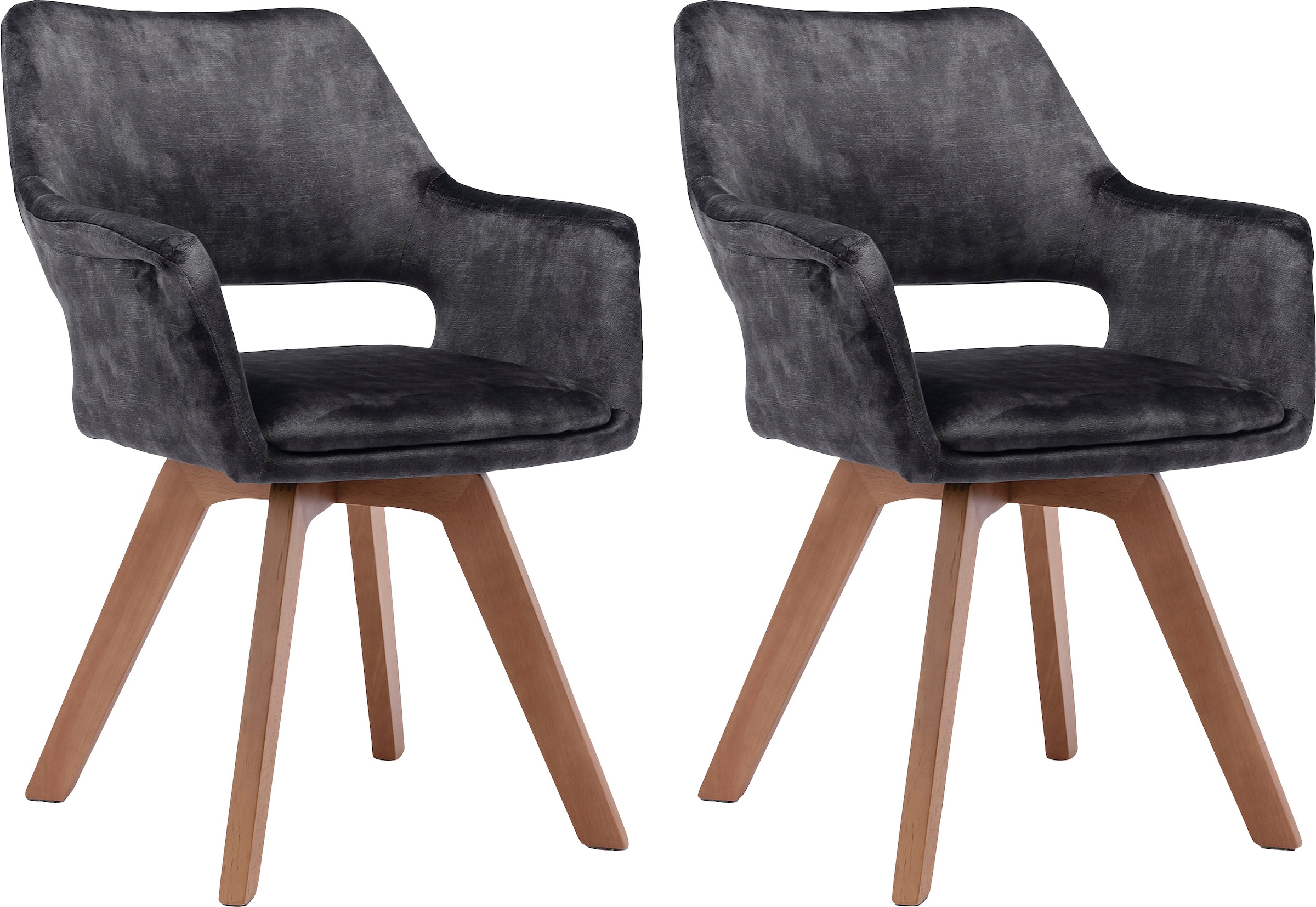 byLIVING Esszimmerstuhl »Klara«, (Set), 2 St., Samtstoff Velvet, 2er-Set, gepolstert mit hochwertigem Vintage-Samt, 360 Grad drehbar
