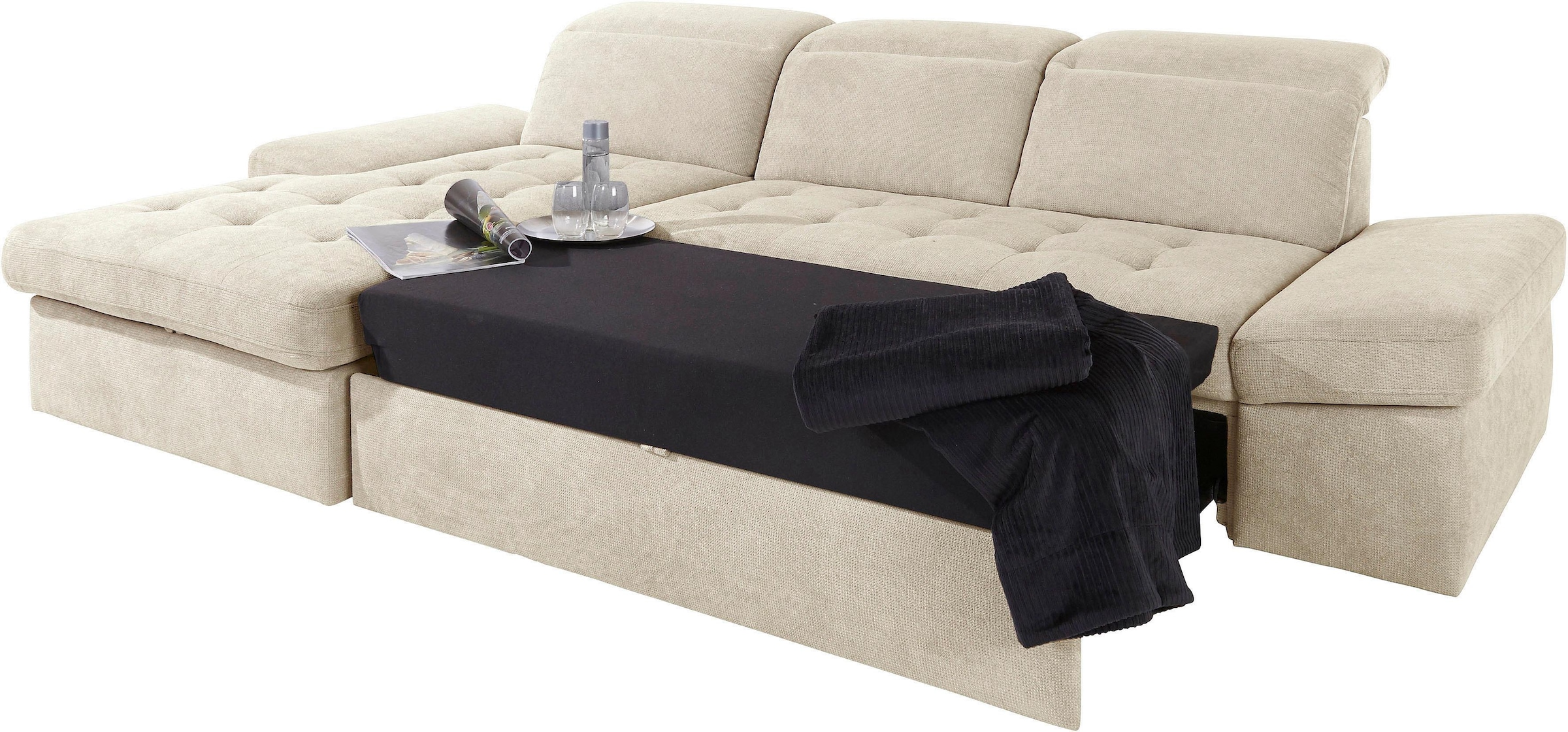 sit&more Ecksofa »Stardust L-Form«, wahlweise mit Bettfunktion und Bettkasten