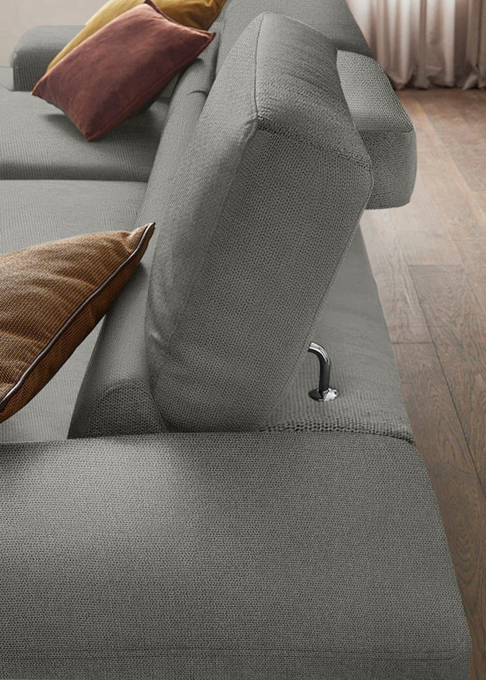 W.SCHILLIG Ecksofa »piedroo, Designsofa mit tollem Sitzkomfort, elegant und bequem, L-Form«, Kopfteilverstellung, wahlweise mit Sitztiefenverstellung, Breite 303cm