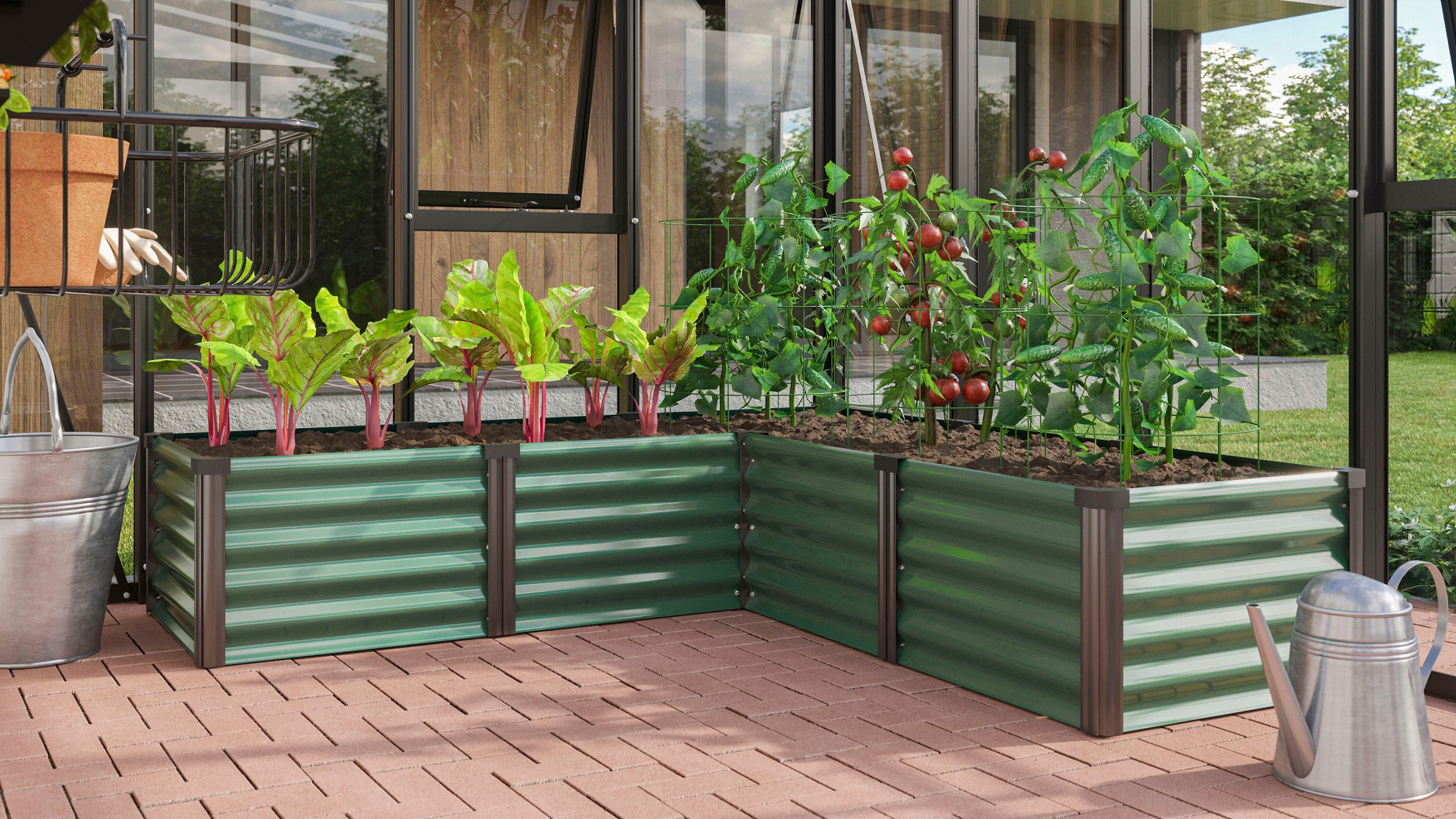 Vitavia Hochbeet »Meta In&Out 401 M«, BxTxH: 185x185x40 cm, seegras/schwarz