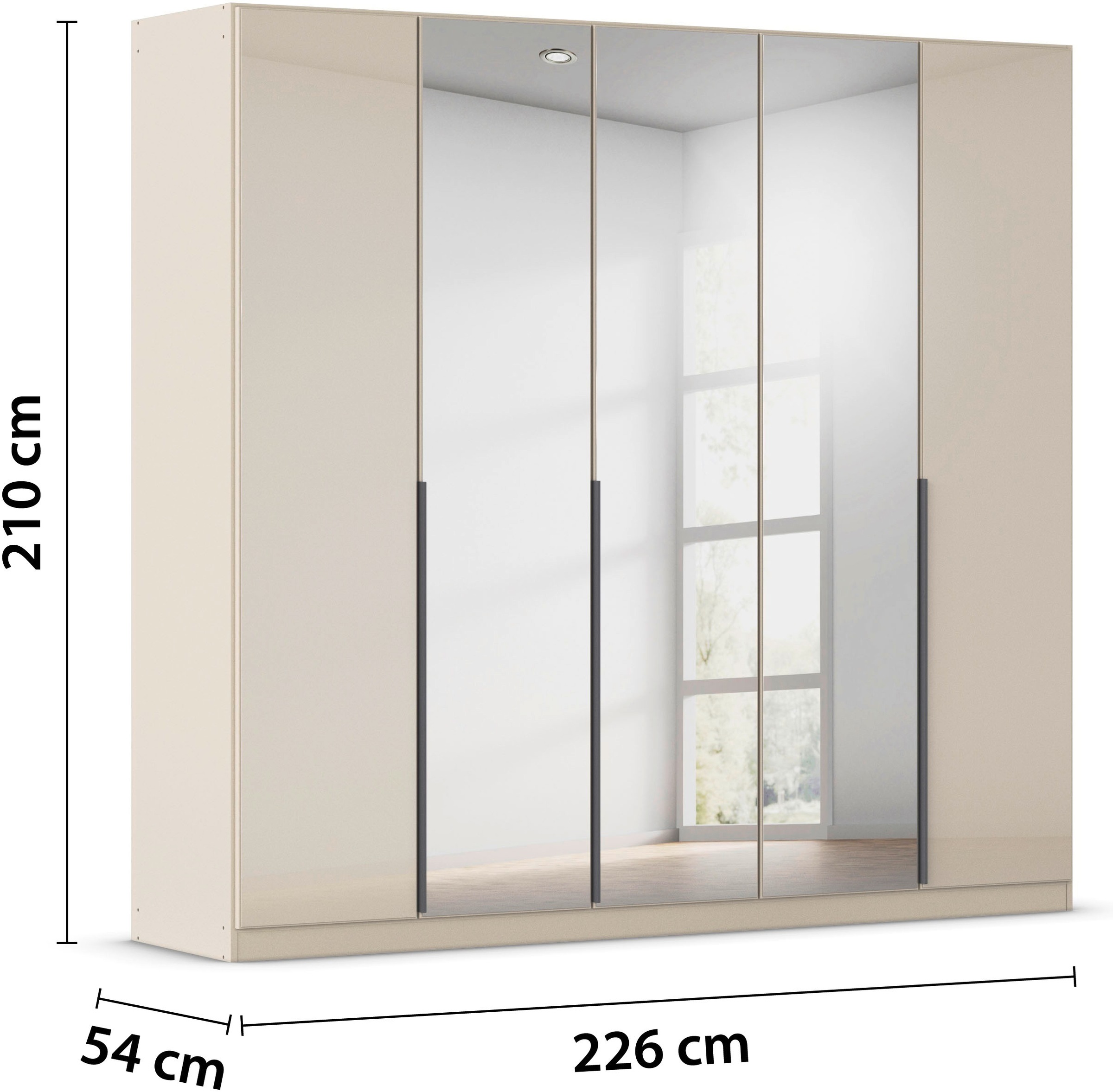 rauch Drehtürenschrank »Kleiderschrank Kleiderschränke Schrank Garderobe AGORDO mit Glasfront«, (in zwei Griff-Farben), durchdachte Innenausstattung, in 6 Breiten und 2 Höhen MADE IN GERMANY