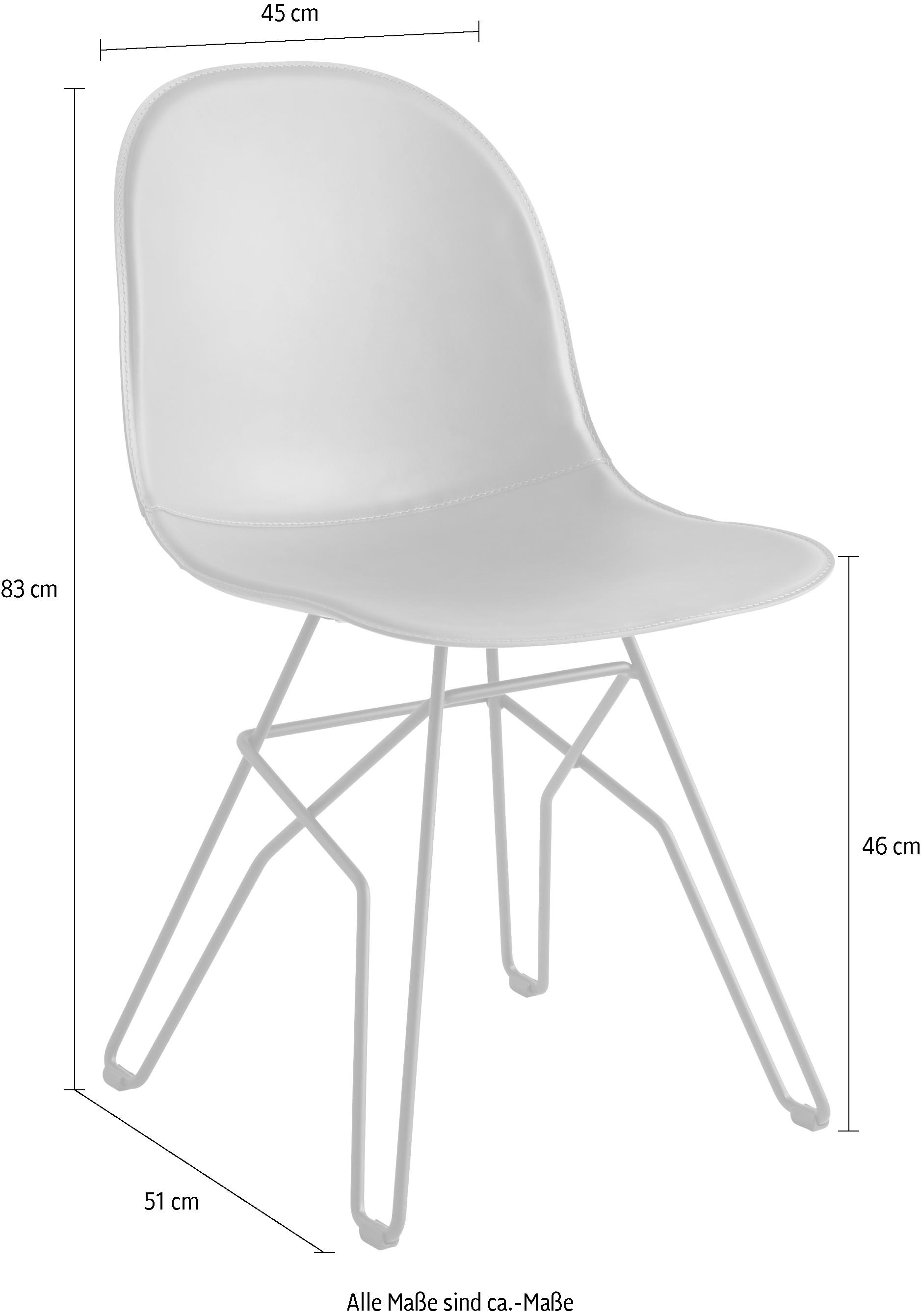 connubia 4-Fußstuhl »Academy CB/1664-LHS / -V_P15«, (Set), 2 St., Leder, mit außergewöhnlichem Designgestell