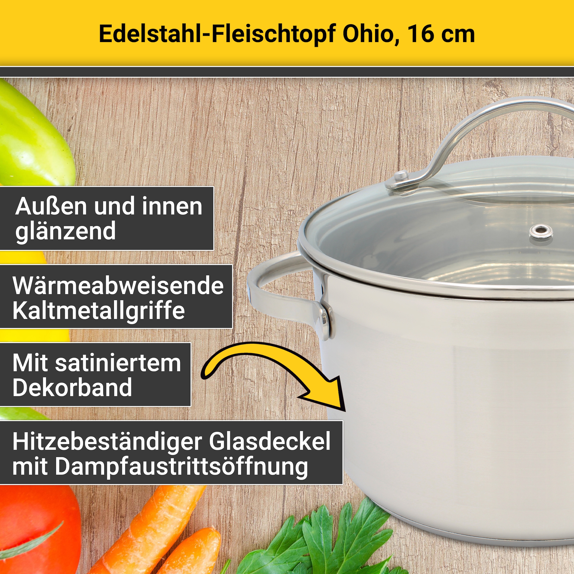 Krüger Fleischtopf »Ohio«, Edelstahl, (1 tlg.), für Induktions-Kochfelder geeignet