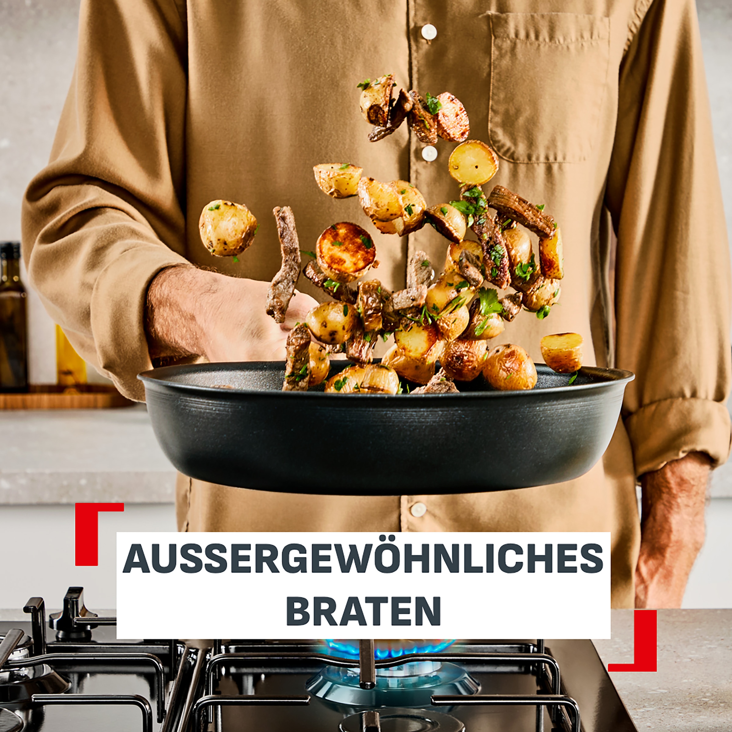 Tefal Bratpfanne »Experience Unbreakable« Aluminium 2 tlg. FusionCore Antihaftversiegelung, induktionsgeeignet, Thermo-Signal