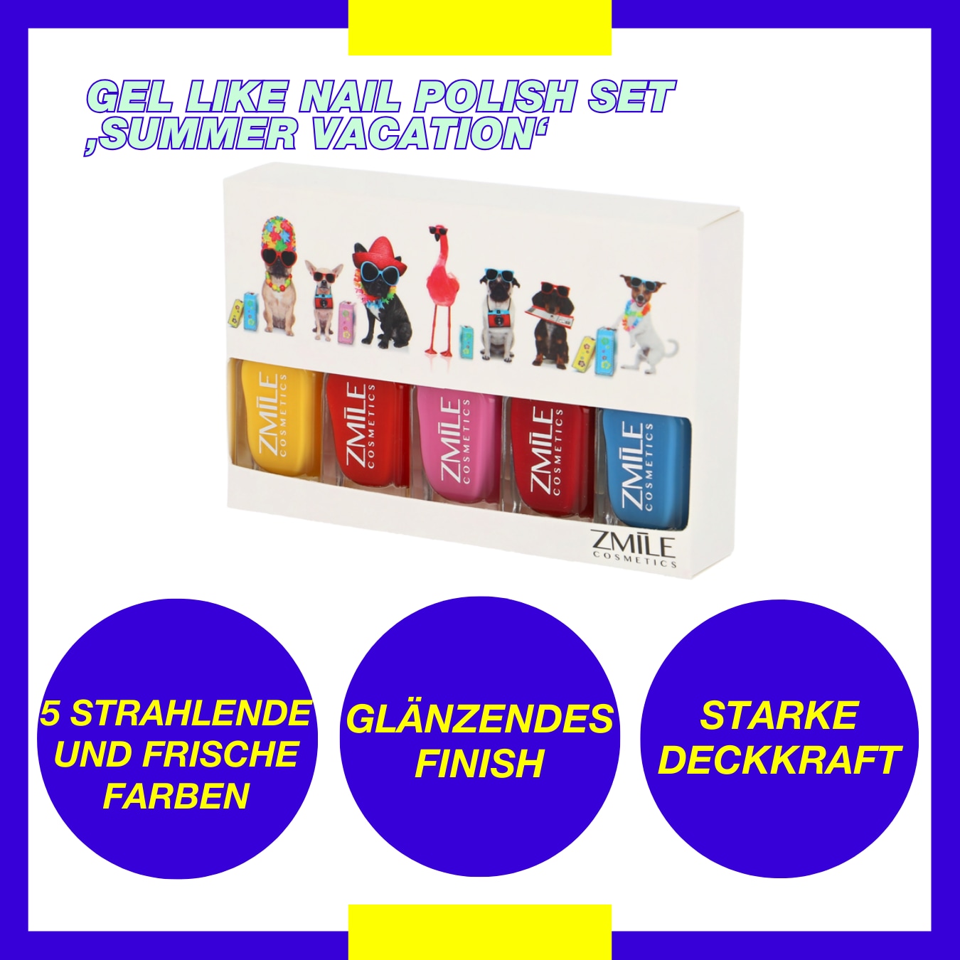 ZMILE COSMETICS Nagellack-Set »Gel Like Nail Polish Set 'Summer Vacation'«, (5 tlg., 5er-Pack), mit veganer Formulierung