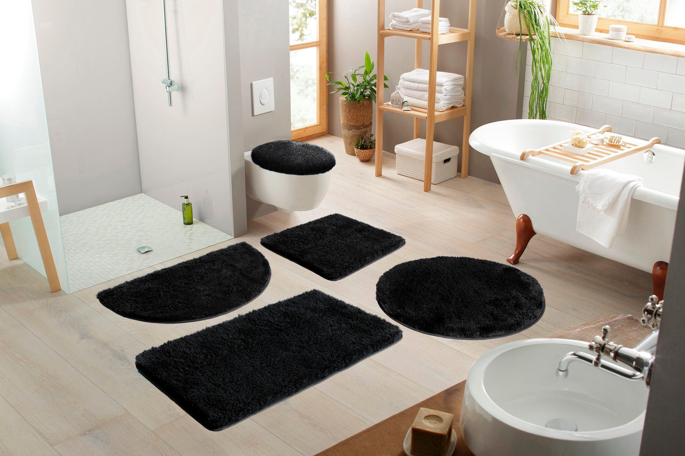Möve Badematte »Superwuschel, Badvorleger, Badezimmer Teppich«, rutschhemmend beschichtet, strapazierfähig-schnell trocknend-fußbodenheizungsgeeignet, Mikrofaser-Badematte, Badteppich, rechteckig, rund & als 3-tlg. Set