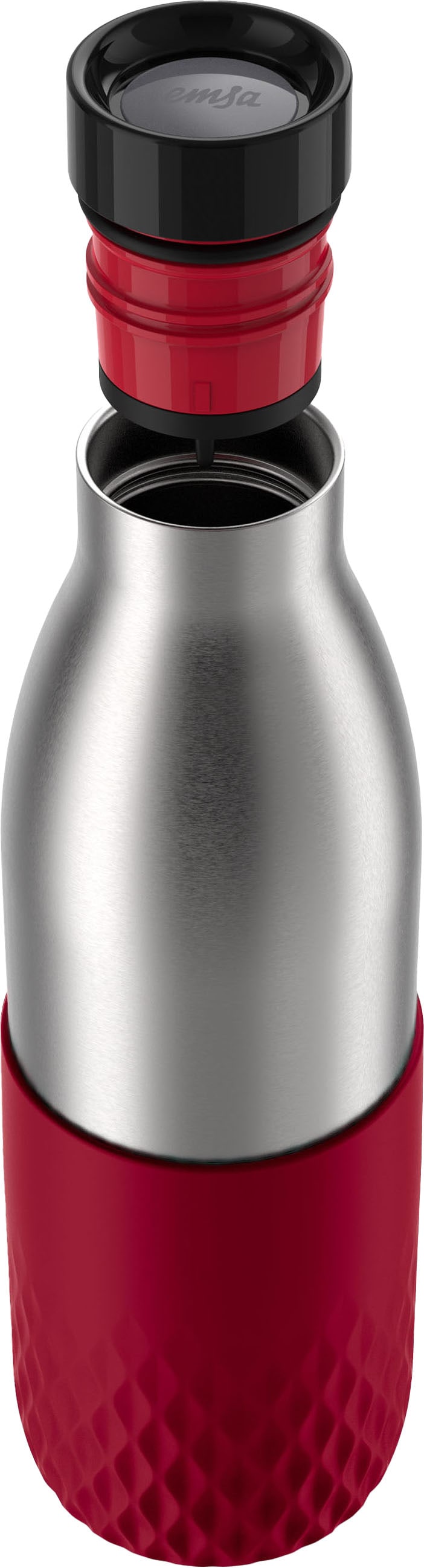 Emsa Isolierflasche »Bludrop Sleeve«, (1 tlg.), 0,7 Liter, Silikonmanschette, 360°-Trinköffnung, 24 h kalt, 12 h warm