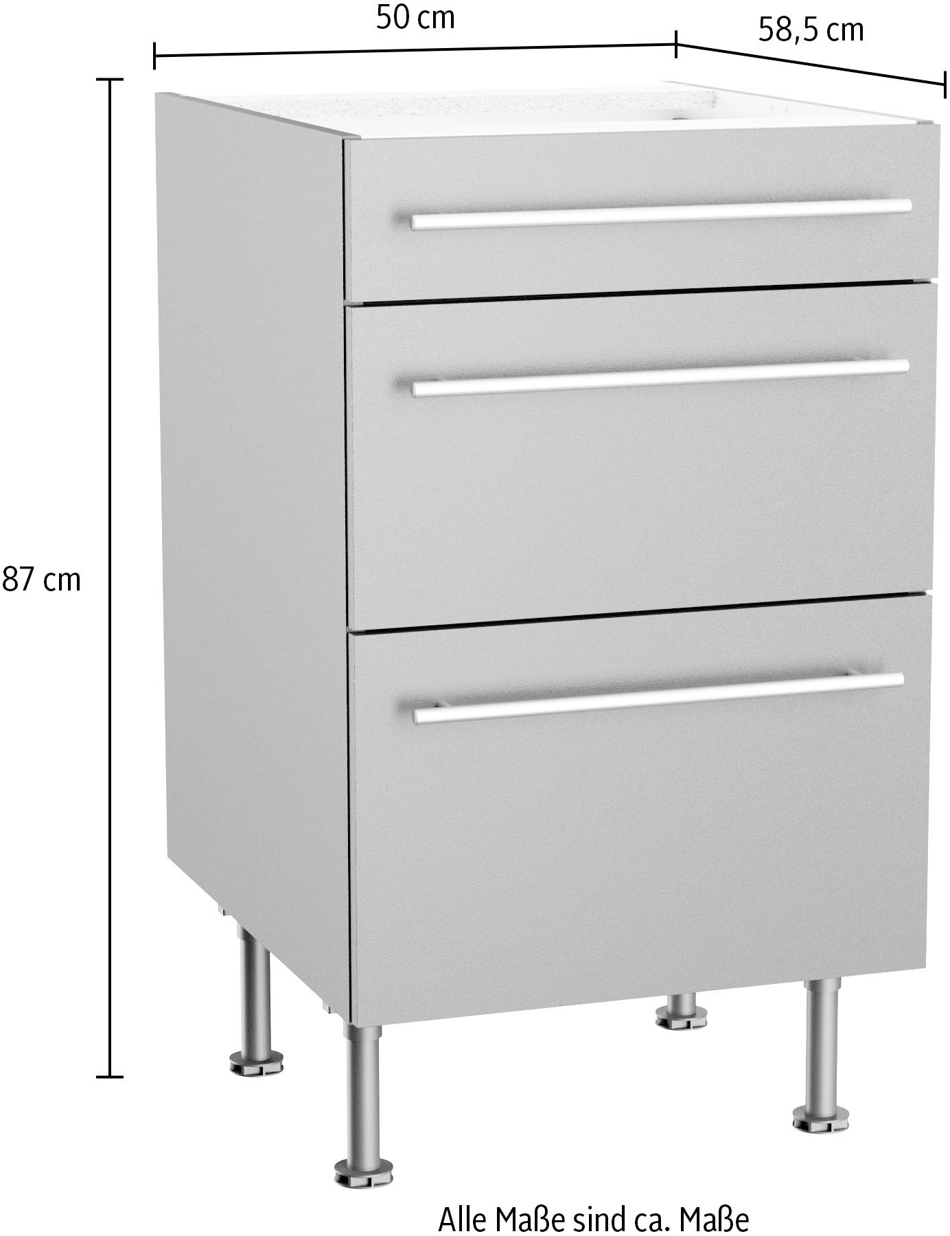 KOCHSTATION Unterschrank »KS-Bern2«, Breite 50 cm, 1 Schubkasten, 2 Auszüge