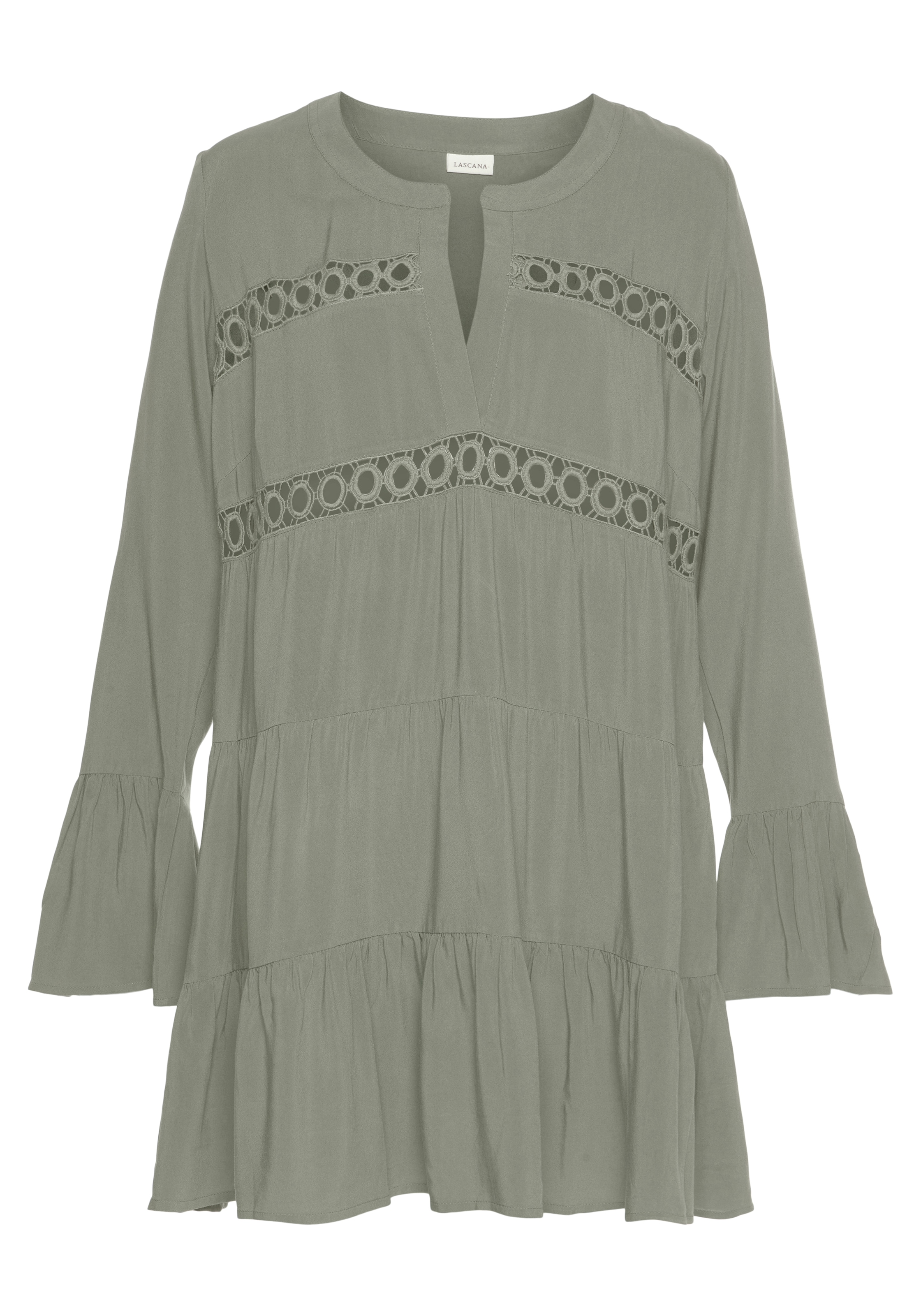 LASCANA Longbluse, mit Spitzeneinsätzen, Tunika, Blusenkleid, Strandmode
