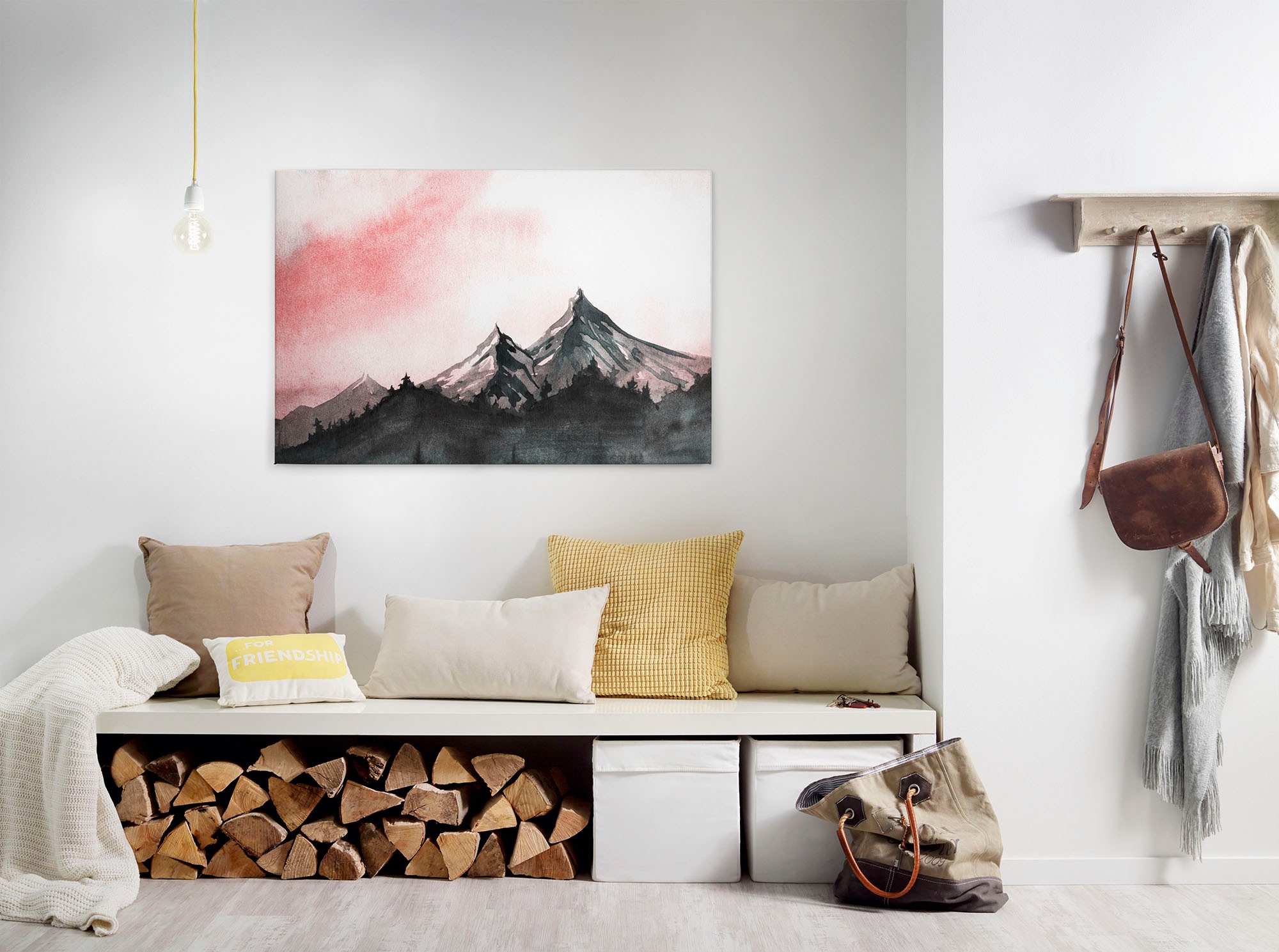 Bricoflor Aquarell Bild Mit Berglandschaft Alpen Leinwandbild Auf Keilrahme günstig online kaufen