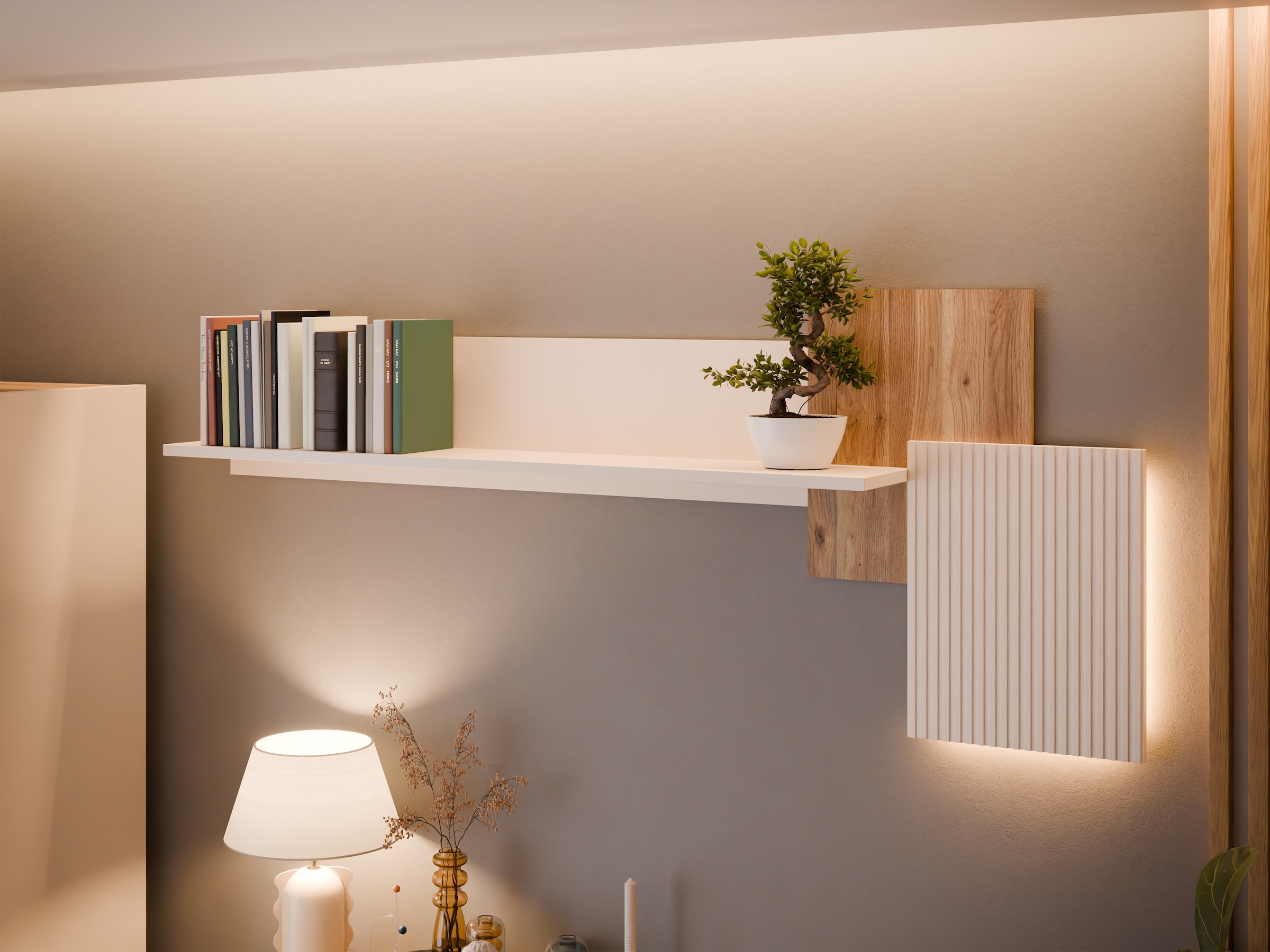 FORTE Wandboard »Oak Square«, Beleuchtung, zweifarbig, einfache Montage
