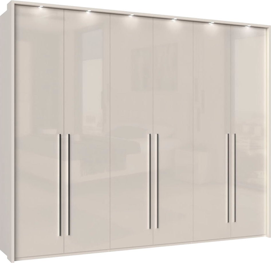 Places of Style Kleiderschrank »Piano, inklusive Rahmen und Beleuchtung, soft-close-Funktion«, (viele Breiten zur Auswahl, 226cm hoch), beige oder weiß, UV lackiert, Hochglanzfronten, FSC-zertifiziert