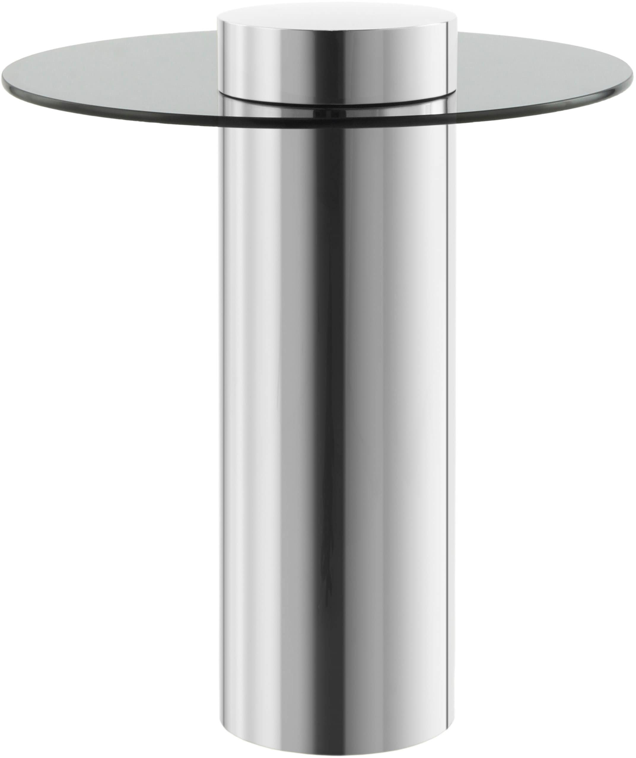 Kayoom Beistelltisch »Ontario 125, Runde  Glasplatte aus Sicherheitsglas, 100% Edelstahl« 1 Stk. tlg. Minimalistisches Design, Säulengestell, pflegeleicht