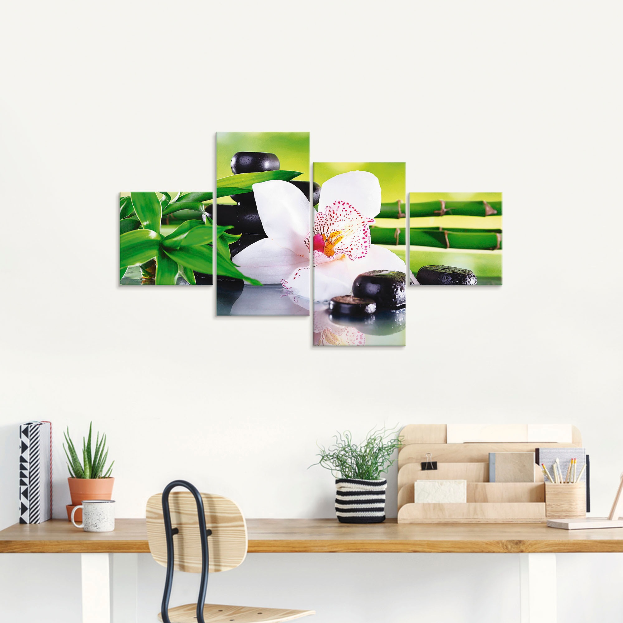 Artland Glasbild »Spa Steine Bambus Zweige Orchidee«, Zen, (4 St.), in verschiedenen Größen