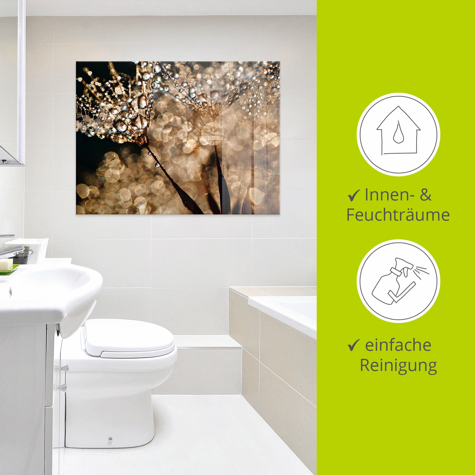 Artland Glasbild »Pusteblume Goldschimmer« Blumen 1 Stk. tlg. in verschiedenen Größen