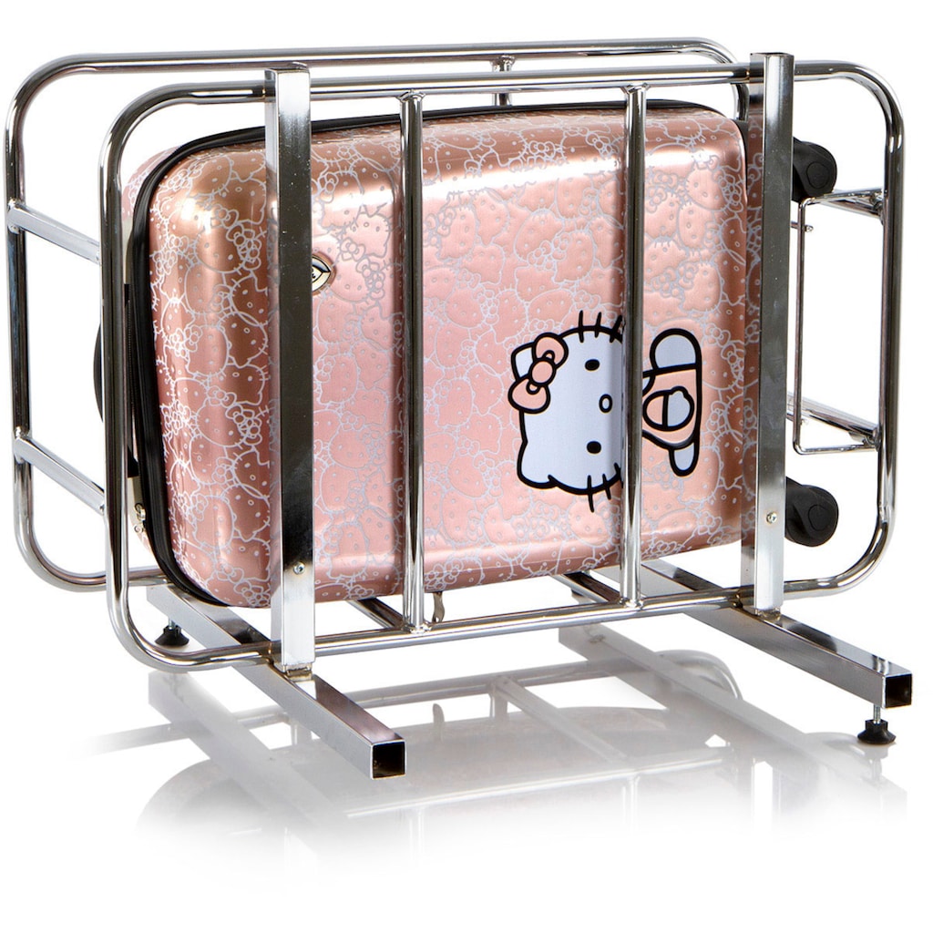 Heys Kinderkoffer »Kinderreiseset Hello Kitty roségold«, (Set, Kinderkoffer und Kosmetikkoffer), 4 Rollen, Kindertrolley Handgepäck-Kofferset mit Trolley-Aufsteck-System
