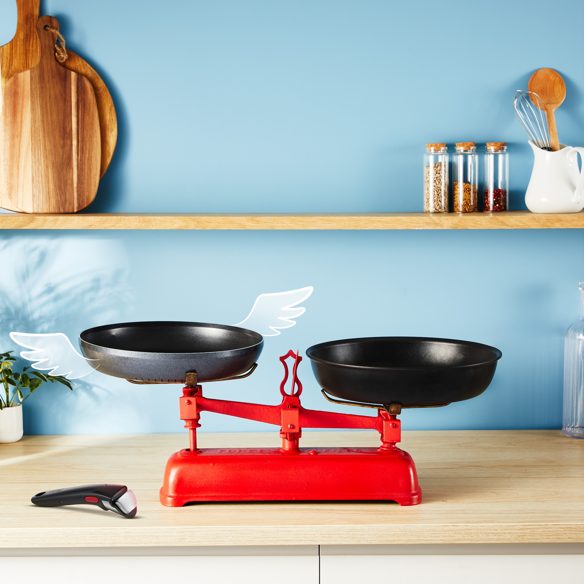 Tefal Pfannen-Set »Ingenio So'Light«, Aluminium, (Set, 3 tlg.), Light Tech Technology, abnehmbarer Griff, platzsparend, made in France