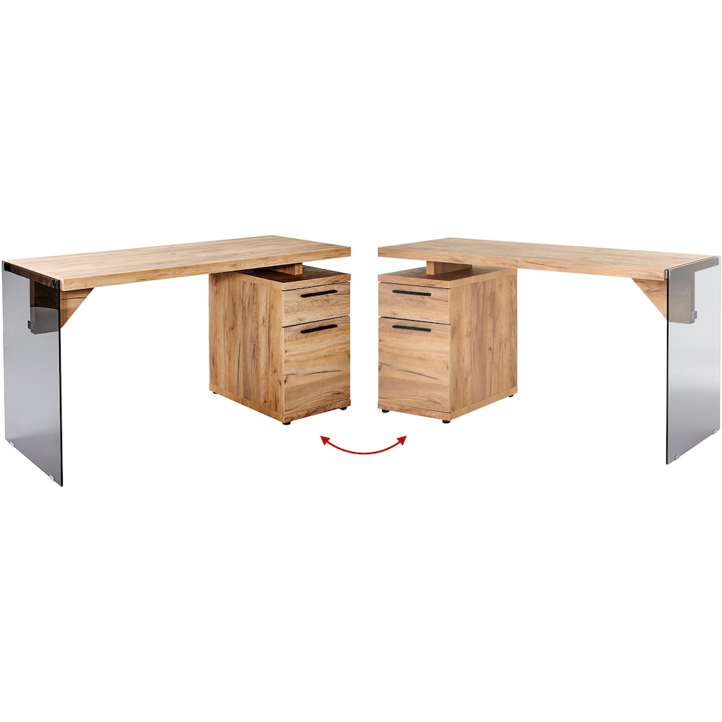 Jahnke Schreibtisch »LUX«, wechselseitig montierbar, Seitenteil aus ESG Sicherheitsglas