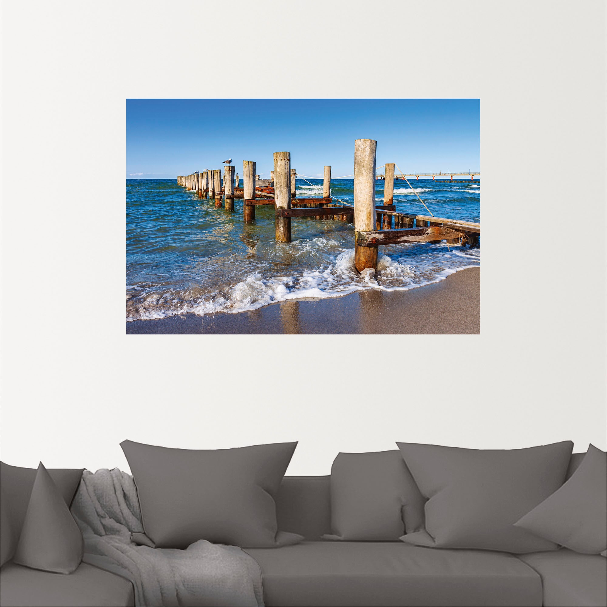 Artland Wandbild »Buhne an der Ostseeküste bei Zingst II«, Küstenbilder, (1 St.), als Alubild, Leinwandbild, Wandaufkleber oder Poster in versch. Größen