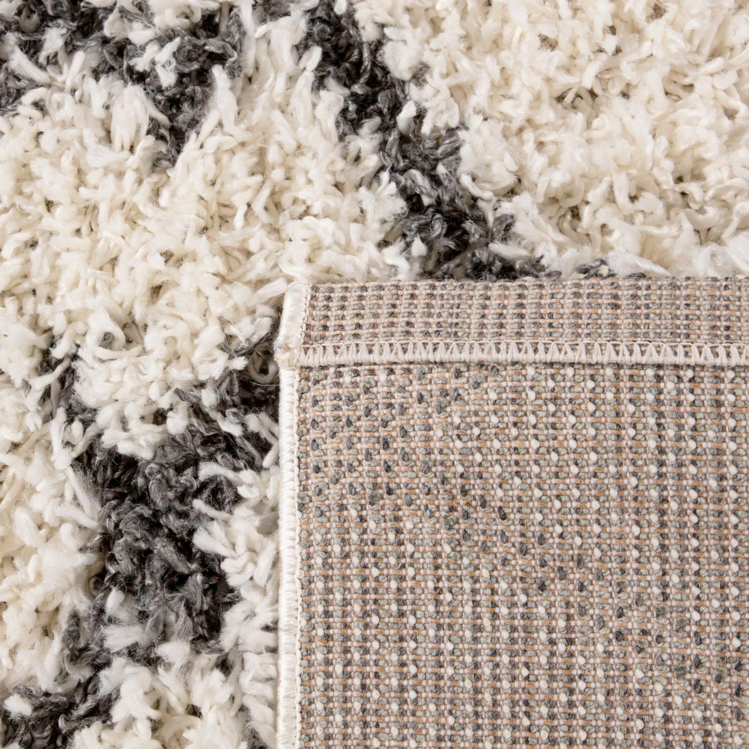Paco Home Hochflor-Teppich »Kalmar 451«, rechteckig, 44 mm Höhe, Shaggy, Scandi Design, modernes Rauten Muster, weich & kuschelig