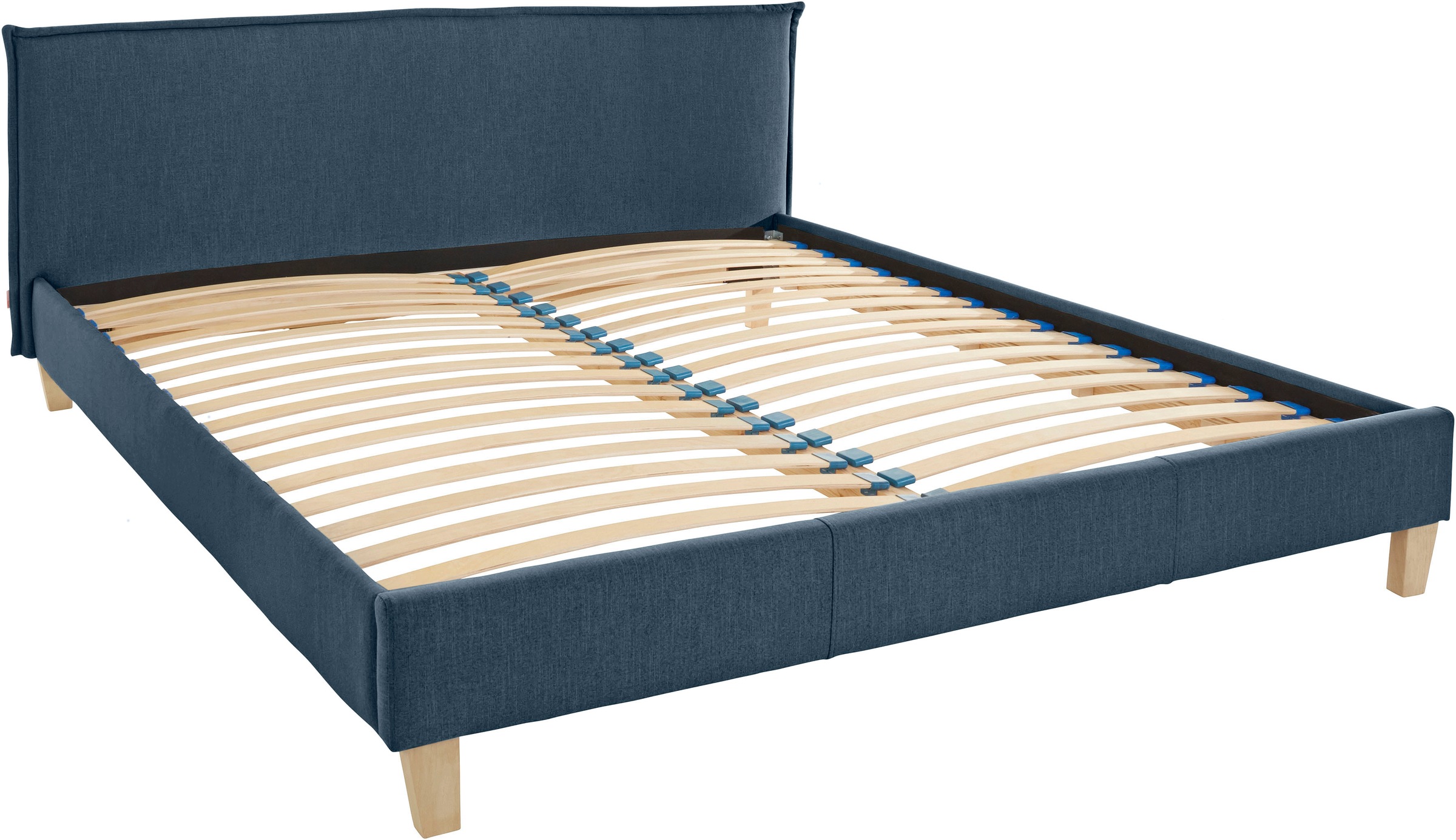 OTTO products Polsterbett »Heddi«, in 5 Breiten: von 90cm-200cm, Biese am Kopfteil, Strukturstoff
