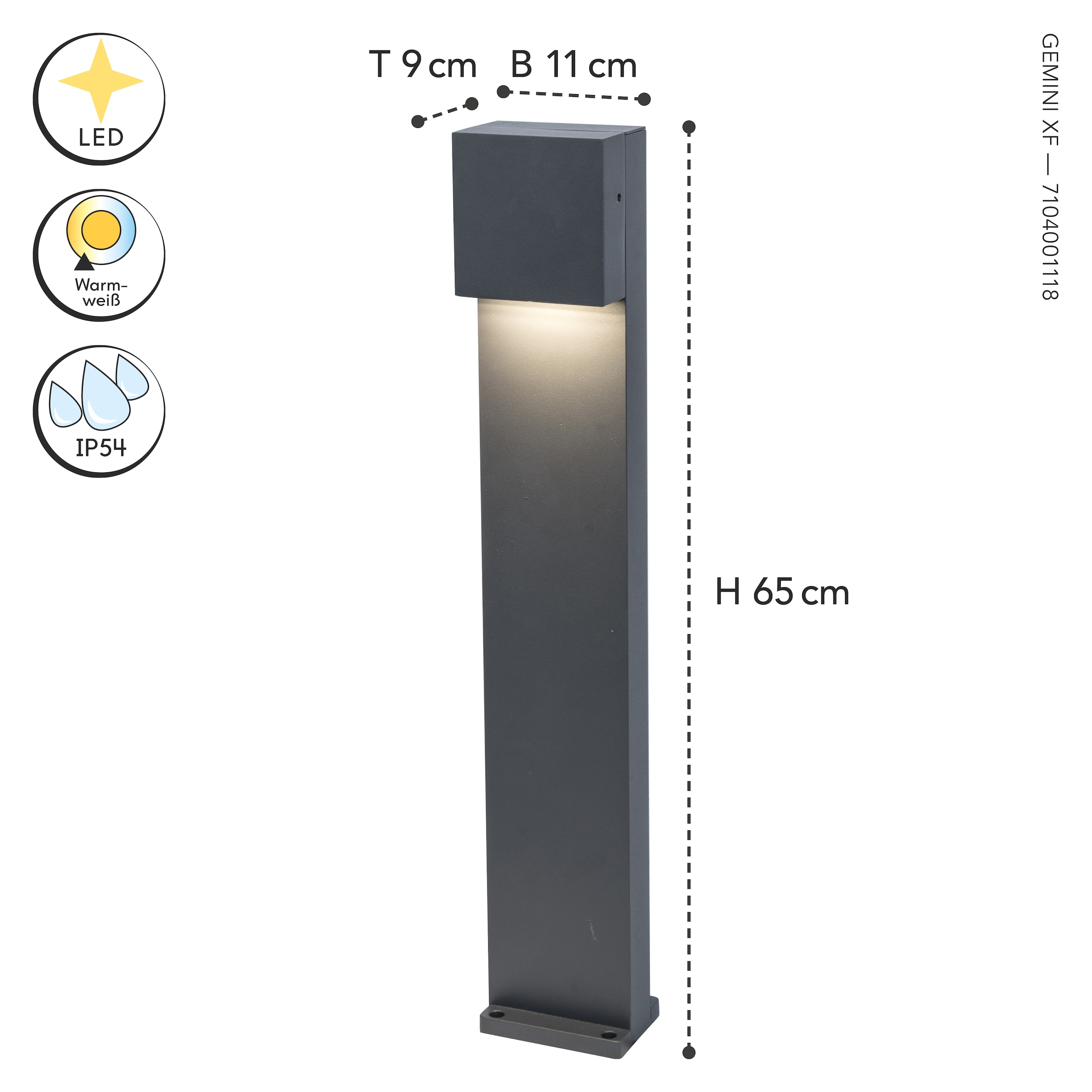 LUTEC Außen-Stehlampe »LED-Wegeleuchte GEMINI XF«, 1 flammig, Leuchtmittel LED-Board | LED fest integriert, Xtra flach