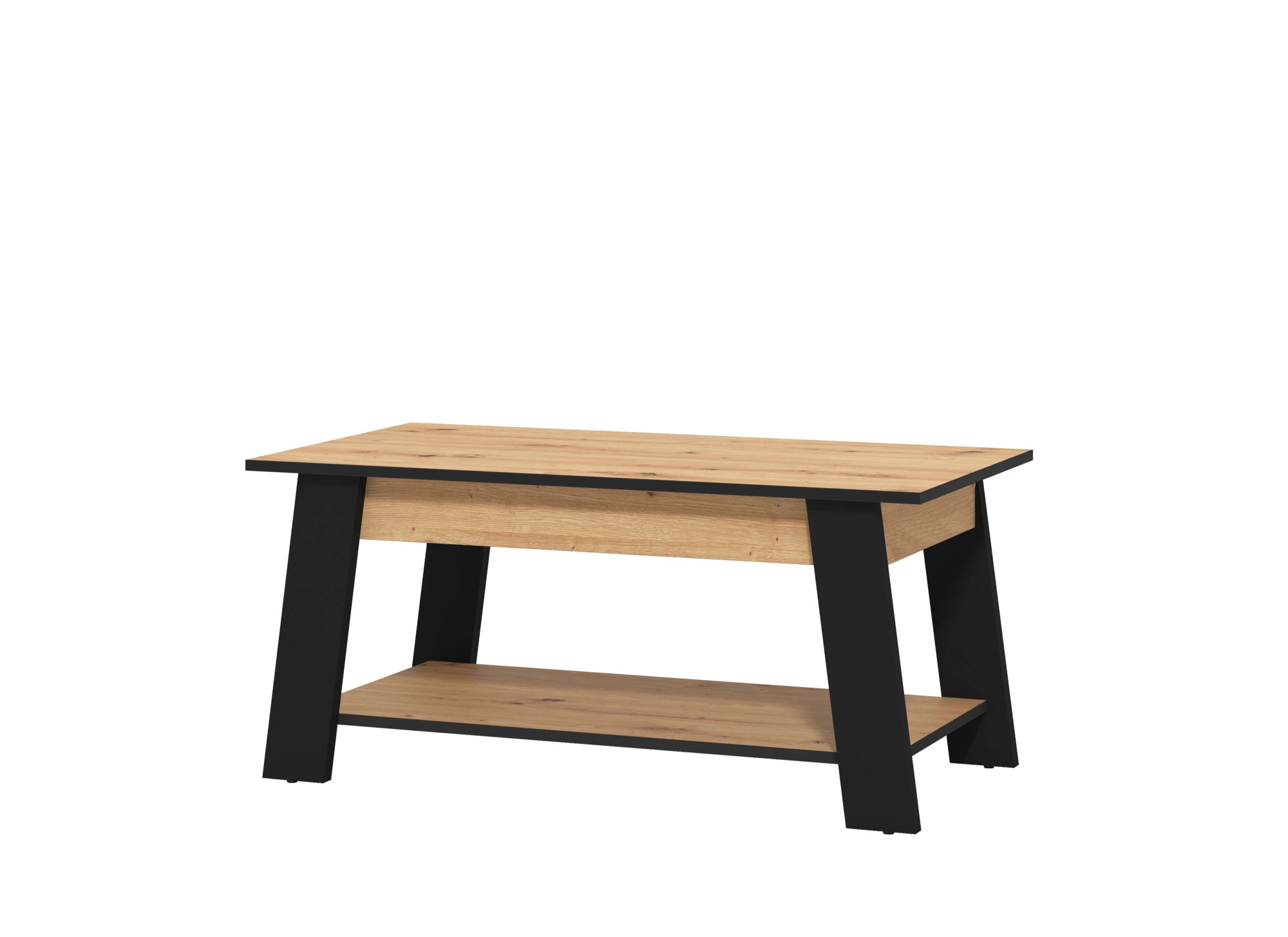 Home affaire Couchtisch »Piave Kaffeetisch, 101 cm, in trendigen Farben, modern«, mit Ablage, rechteckig, Artisan Eiche, ideal für kleine Räume