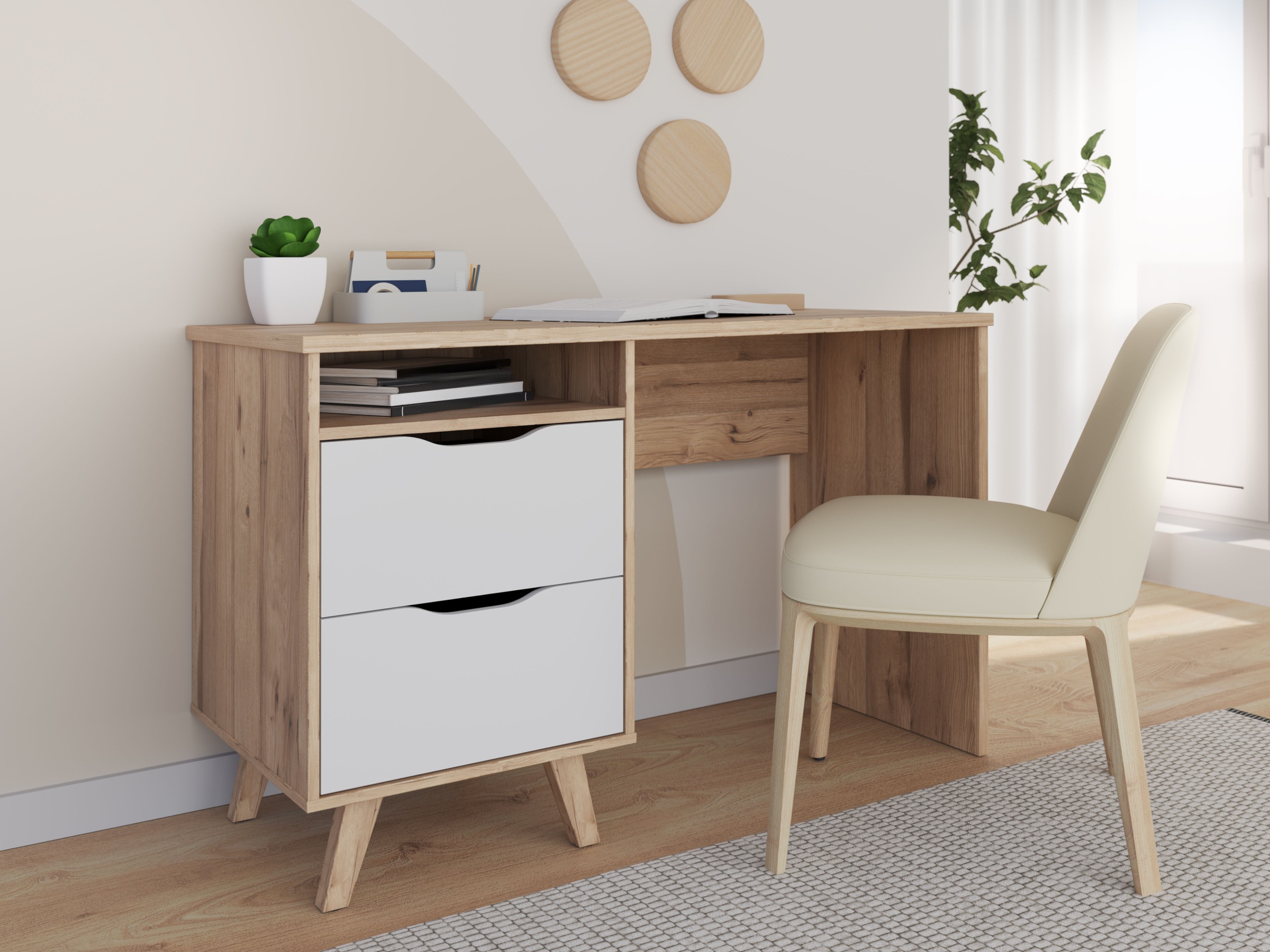 FORTE Schreibtisch B/H/T 119,7/73,5/52,7 cm, Grifflos günstig online kaufen