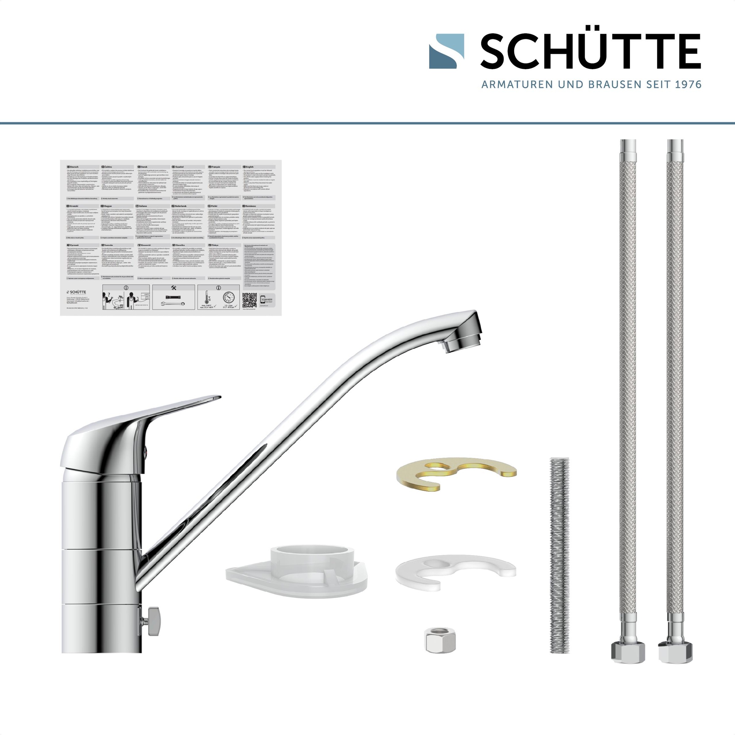 Schütte Spültischarmatur »LUCA« für Unterfenster-Montage, Wasserhahn Küche in Chrom, Hochdruck