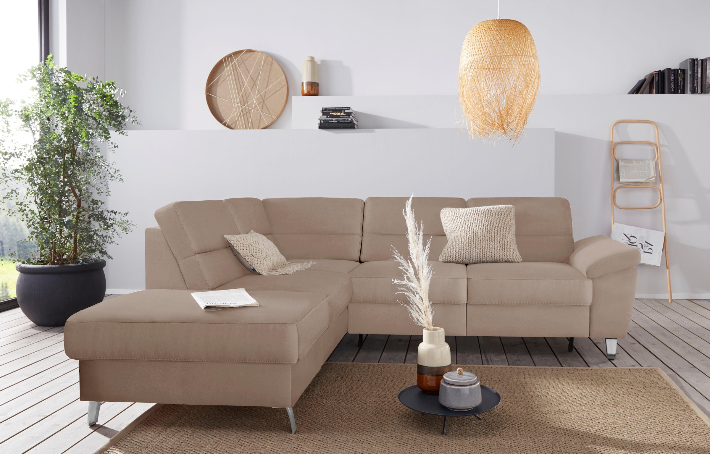 sit&more Ecksofa »Sorano L-Form«, wahlweise mit Bettfunktion und Bettkasten