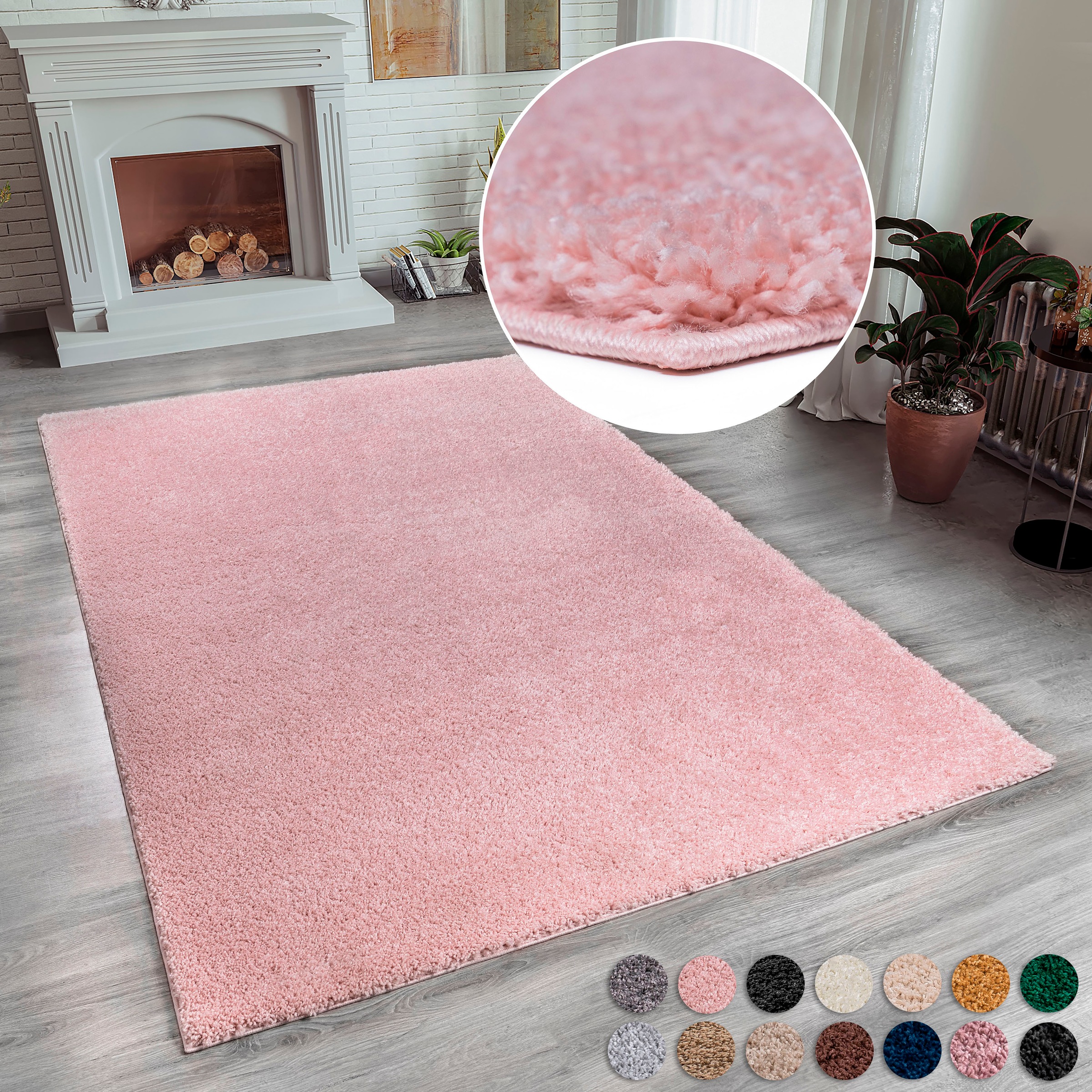 my home Hochflor-Teppich »Shaggy 30« rechteckig 30 mm Höhe Teppich, Uni Far günstig online kaufen