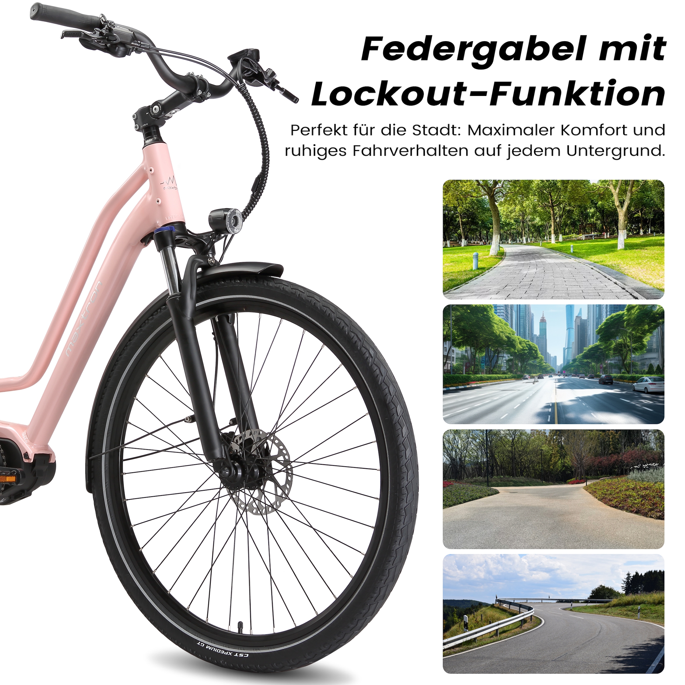 Maxtron »Maxtron Urban 8 City-E-Bike 28 Zoll« 7 Gang Shimano Kettenschaltung Mittelmotor 250 W (mit integr. Akku), Elektrofahrrad für Alltag und Einkauf