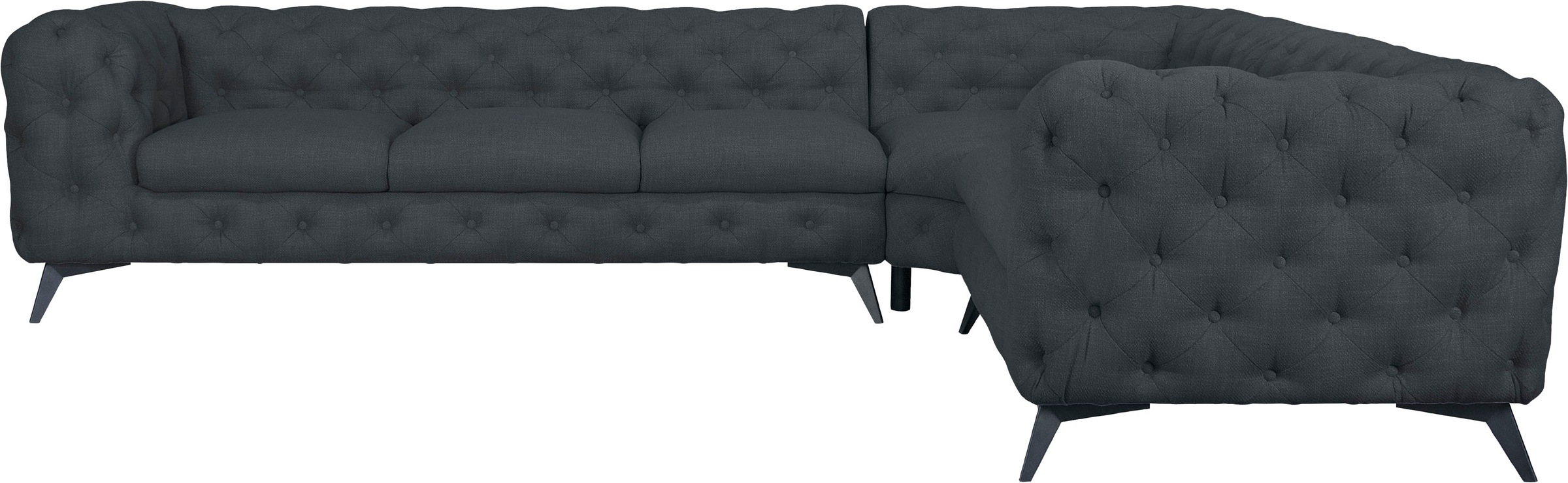 Leonique Chesterfield-Sofa »Ecksofa GLYNIS L-Form mit Wellenunterfederung, günstig online kaufen