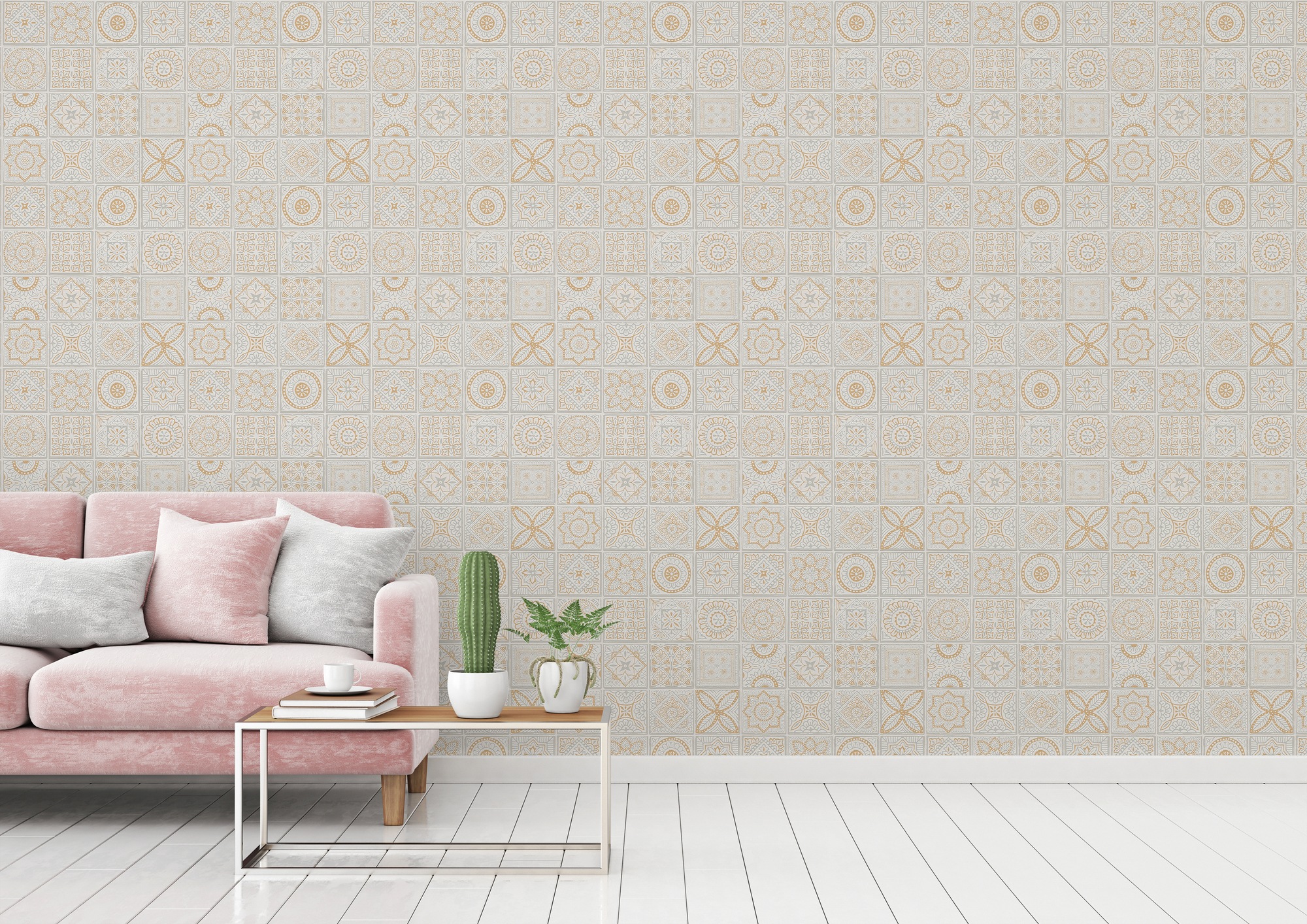 A.S. Création Vliestapete »Terra Tapete Vintage Fliesen«, matt-gemustert-neutral, Fliesen-Tapete Fliesenoptik Patchwork strukturiert Glitzer Tapeten
