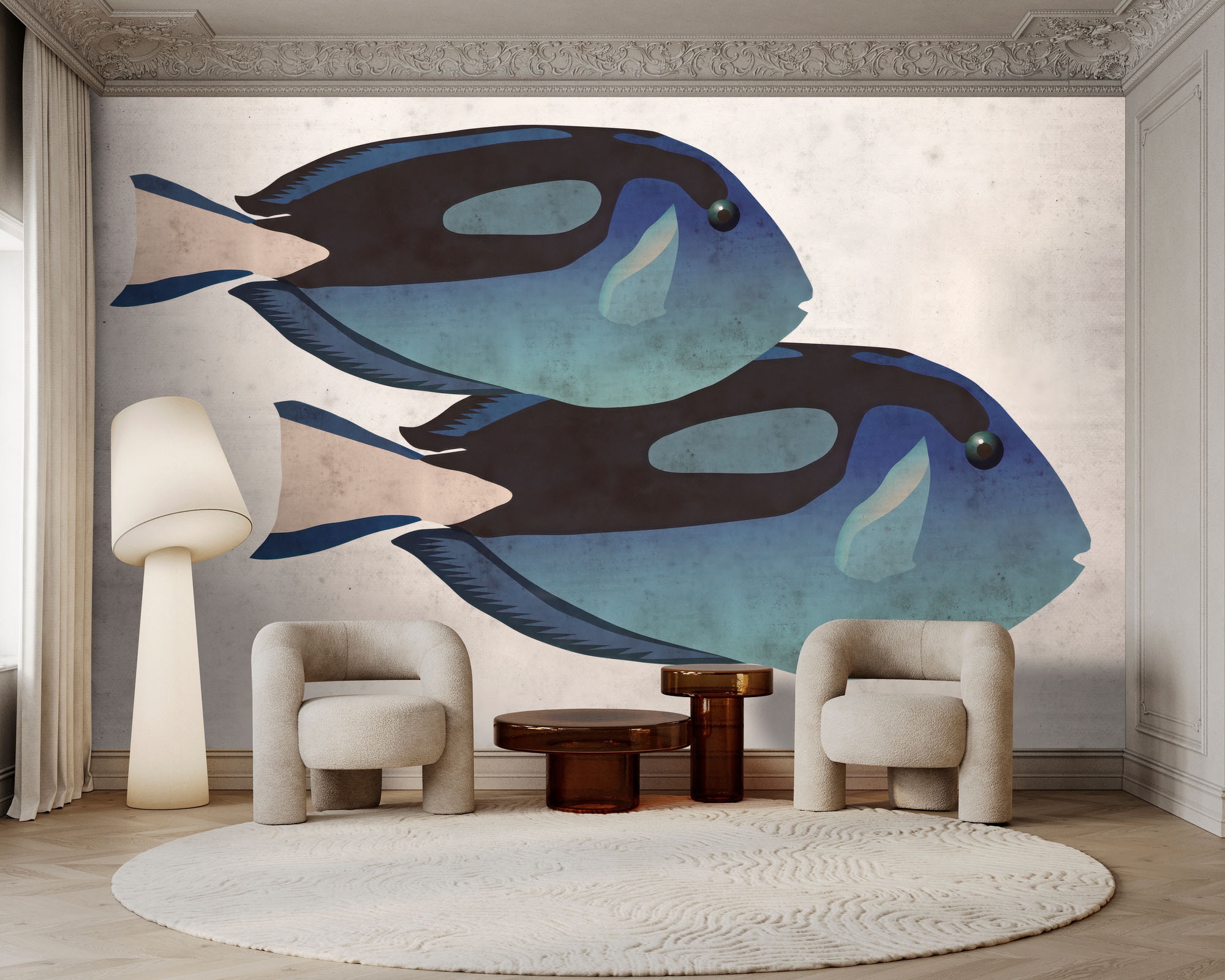 living walls Fototapete »Walls by Patel 5 Fototapete Fische im Aquarell-Look« abstrakt glatt Fische im Aquarell-Look auf 200 g/m² Premium-Vlies