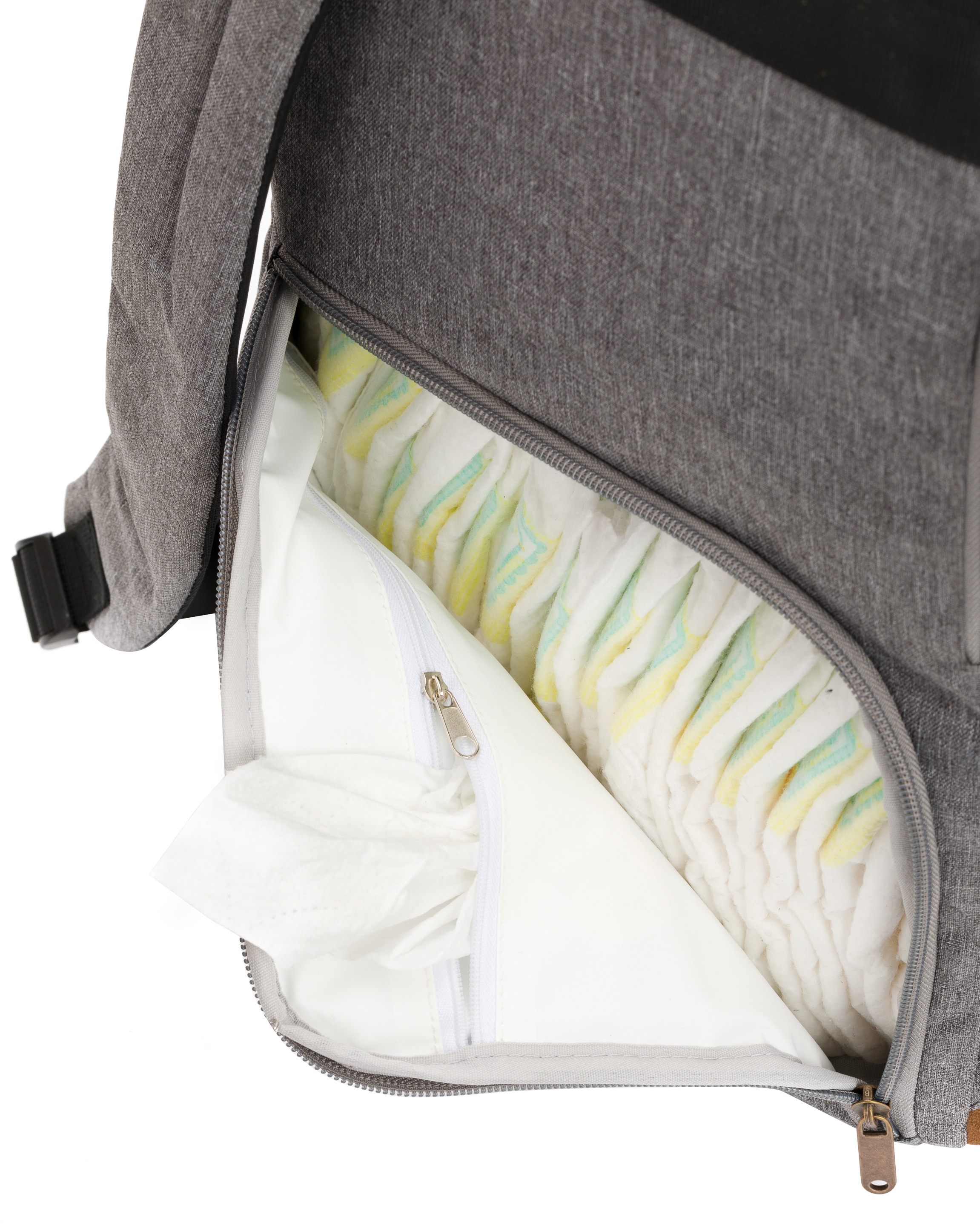Fillikid Wickelrucksack »Rolltop Berlin, grau melange«, Reflektoren, inkl. Wickeltunterlage