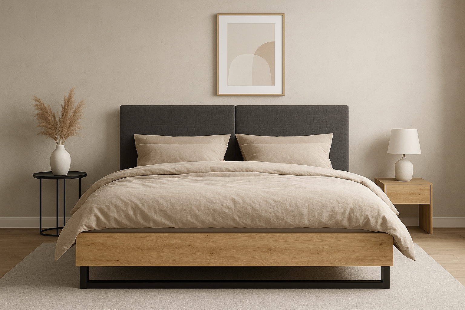 Home affaire Polsterbett »PERY Bettgestell 160x200 mit gepolstertem Kopfteil, ohne Bettkasten« ohne Lattenrost und Bettkasten, Breite 160 cm