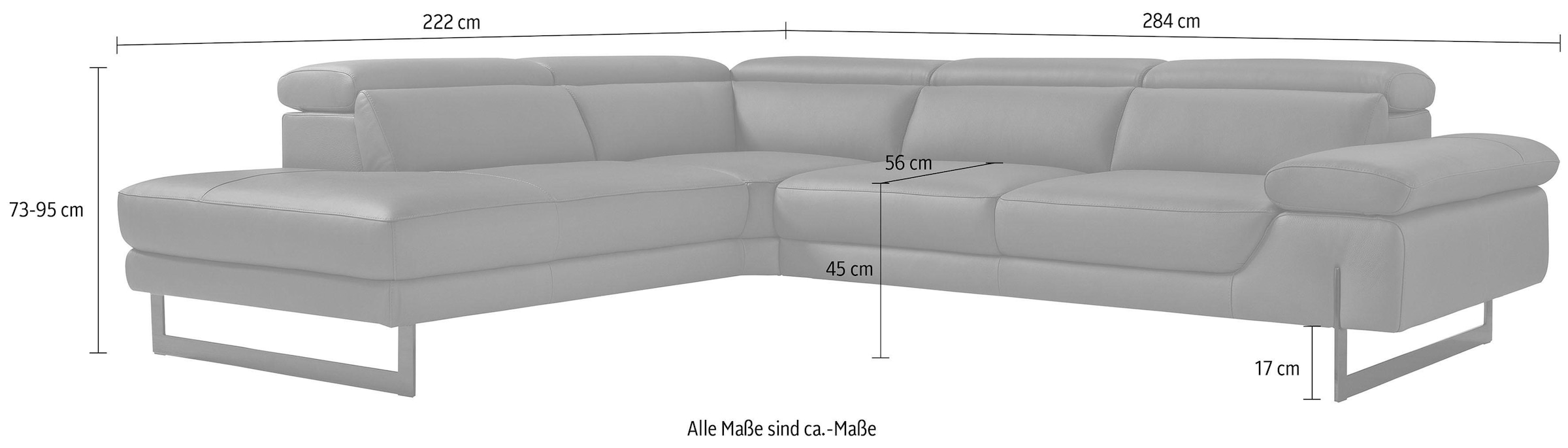 Egoitaliano Ecksofa »Queenie, extravagantes Sofa mit erstklassigem Sitzkomfort«, mit verstellbarer Armlehne und Kopfteilen für Wohlfühlkomfort