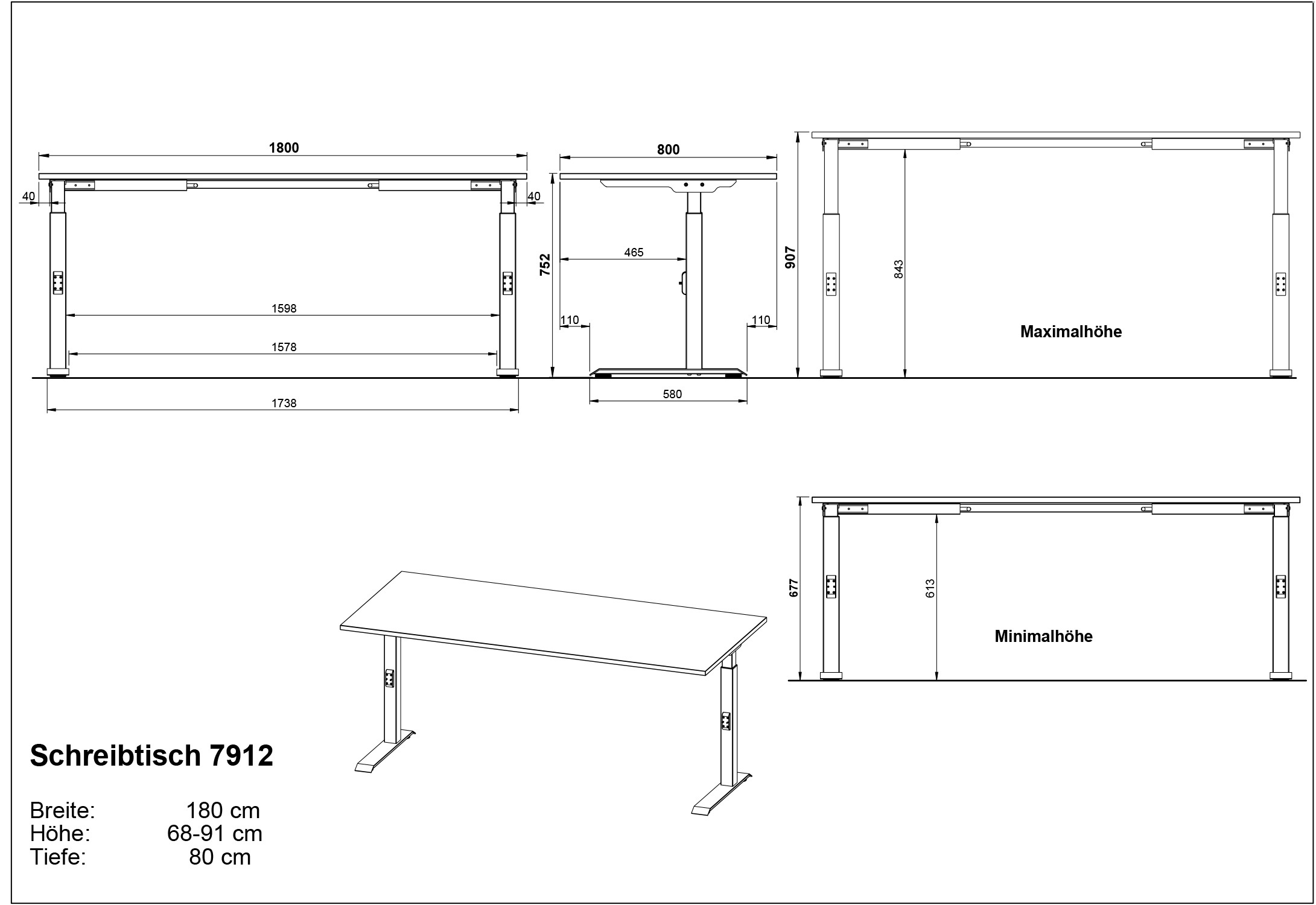 GERMANIA Büromöbel-Set »Lemont«, (2 tlg.), Set bestehend aus höhenverstellbarem Schreibtisch und Rollcontainer