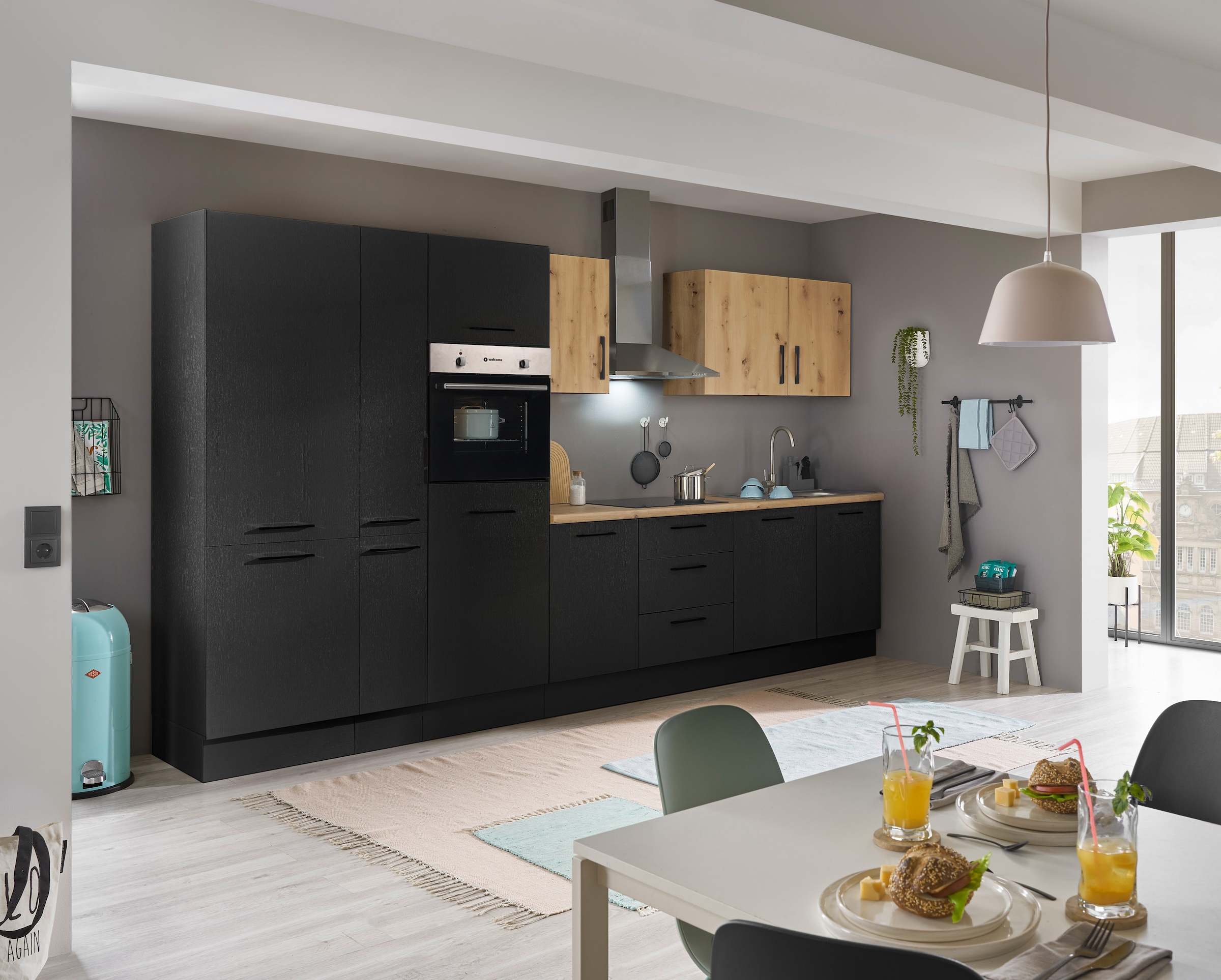BASIC by Balculina Küchenzeile »Turin«, Breite 370 cm, wahlweise mit E-Geräten