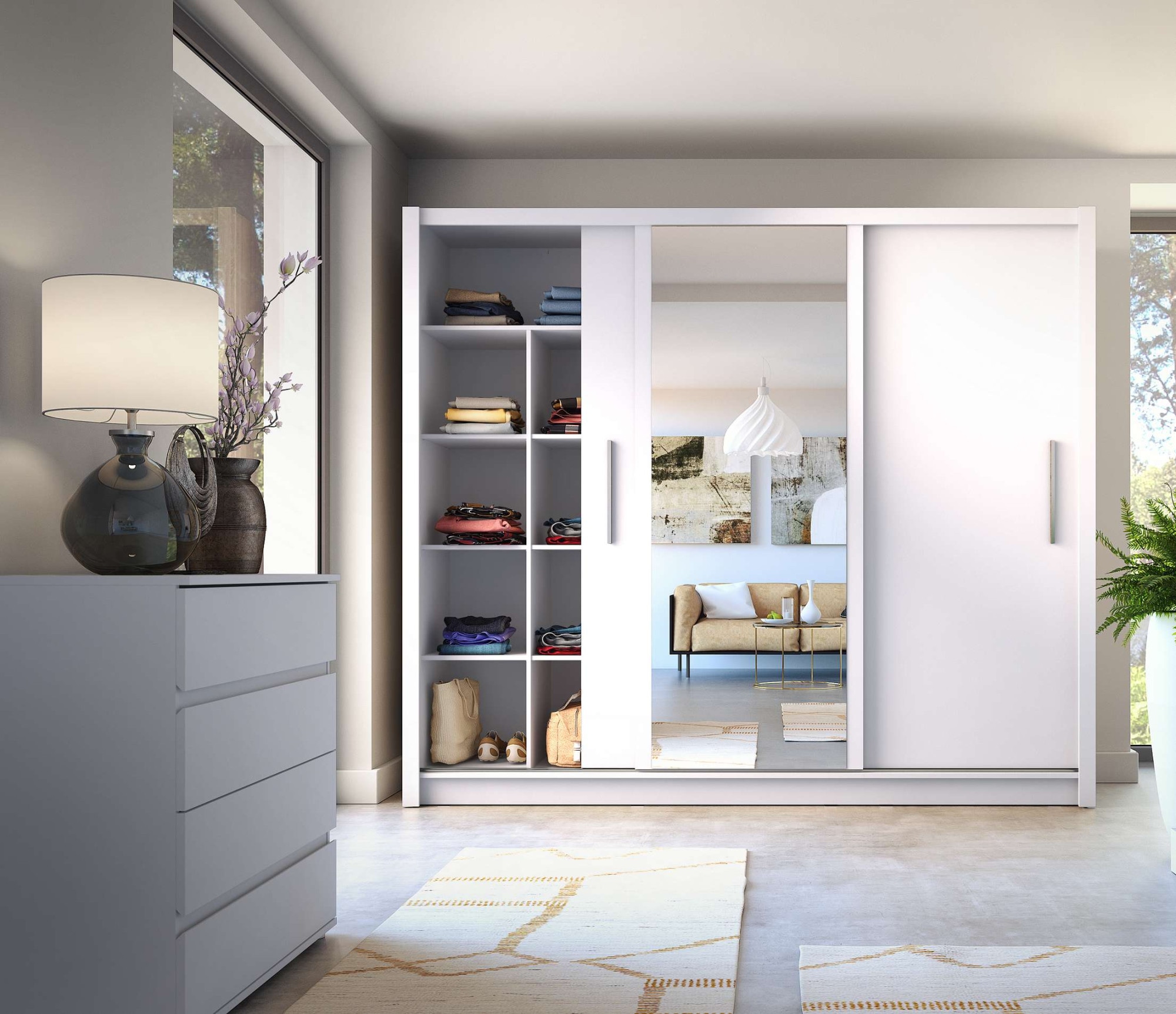 Home affaire Kleiderschrank »BELAVIEN Schwebetüren mit 15 Fächer, Kleiderst günstig online kaufen